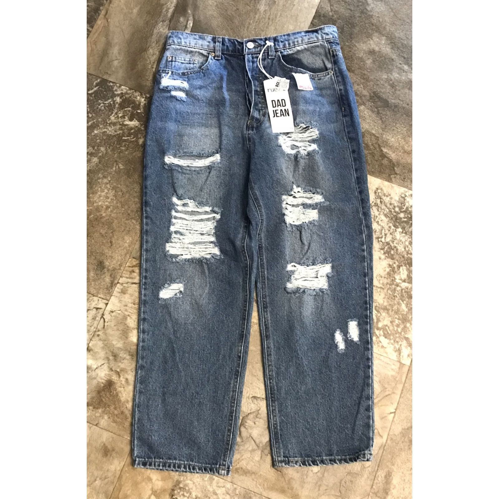 Vintage NWT Vanilla Star Denim Juniors Jeans - Distressed Blue Size 32" / US 10 / IT 46 - 3 Thumbnail