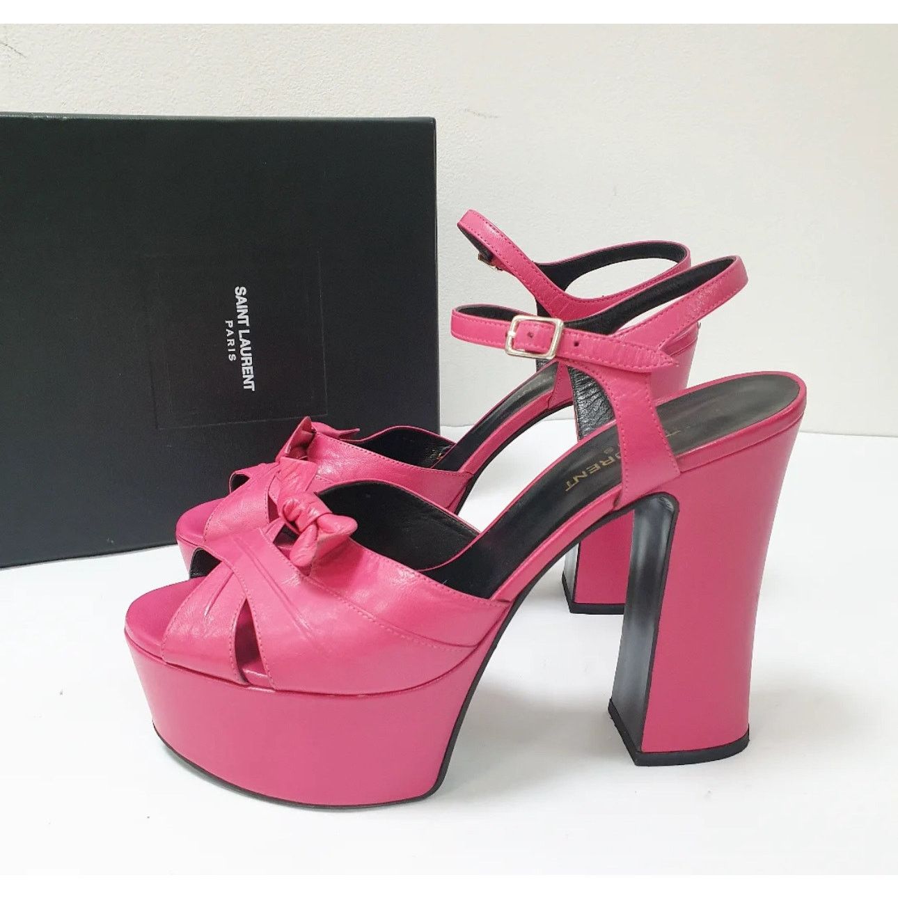 Saint Laurent Paris Saint Laurent Pink Candy Leather Platform Sandals Size 37.5 Size US 6.5 / IT 36.5 - 1 Thumbnail
