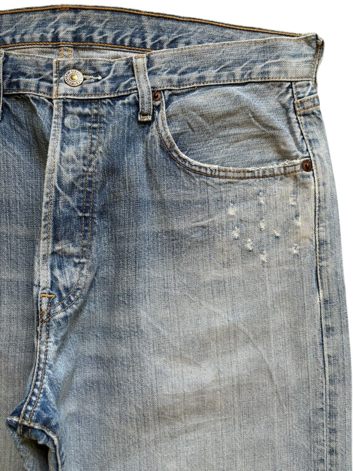 Levi's Vintage 90s Levis 501 Light Wash Distressed Jean Shorts Size US 35 - 6 Thumbnail