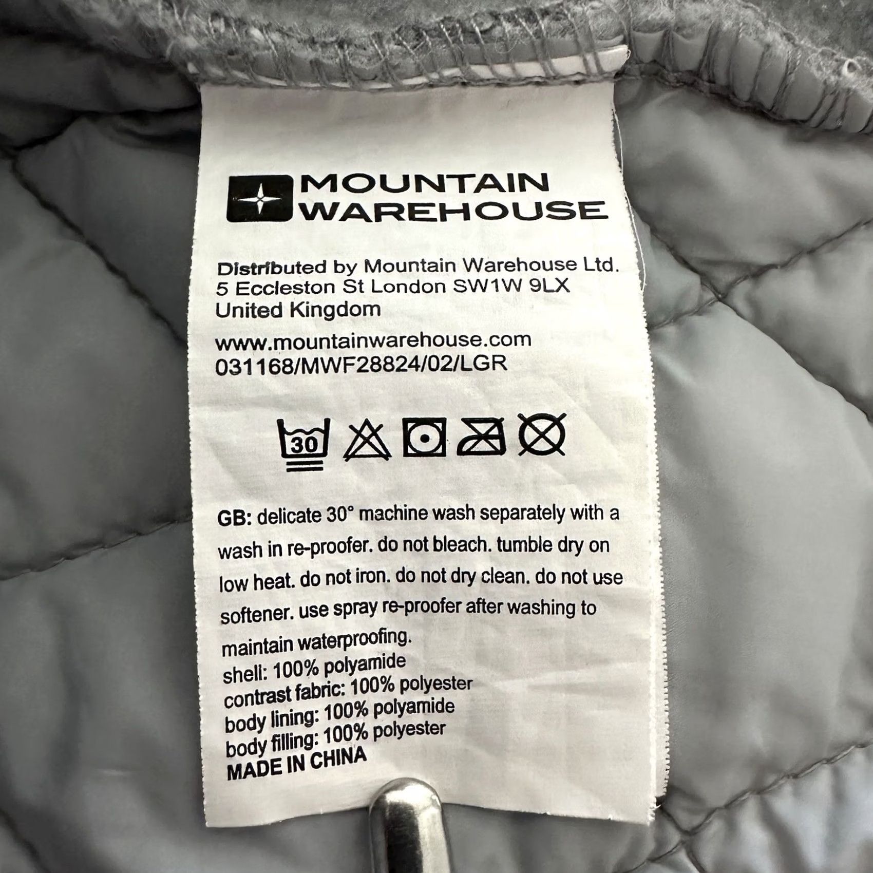 Vintage Mountain Warehouse Jacket Hoodie Women’s 6 Fleece Quilted Grey Full Zip Size M / US 6-8 / IT 42-44 - 5 Thumbnail