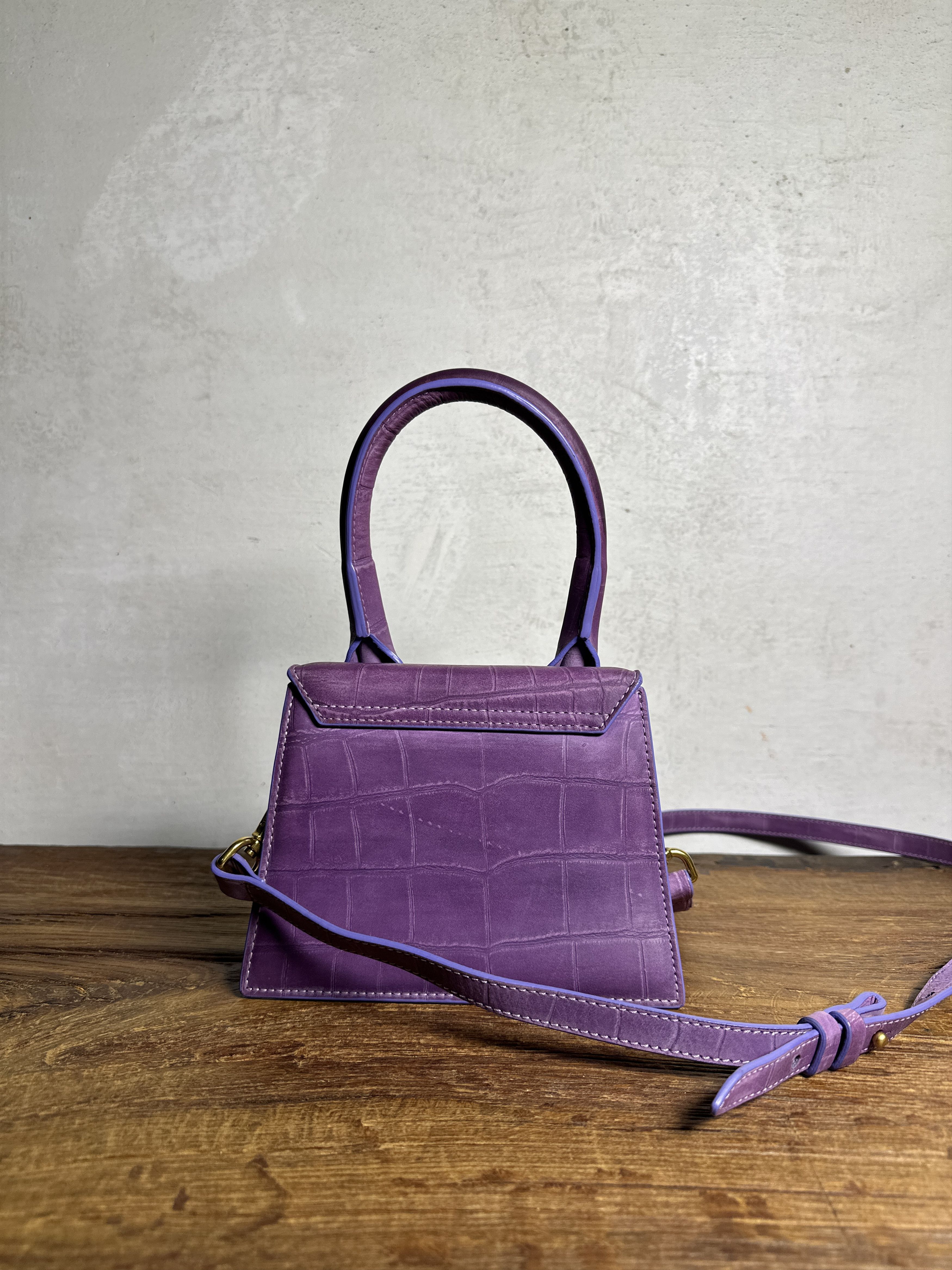 Jacquemus JACQUEMUS Le Chiquito Moyen Purple Croc Medium Bag Size ONE SIZE - 3 Thumbnail