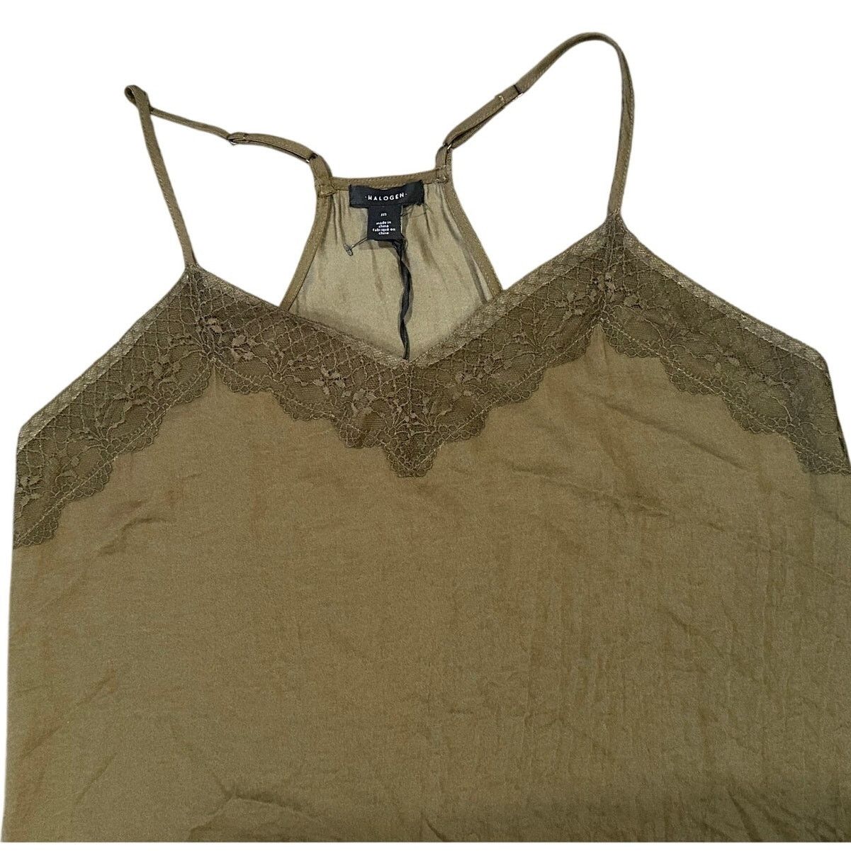 Other Halogen Women's Olive Green Lace Trim Halter Camisole M NWT Size M / US 6-8 / IT 42-44 - 2 Thumbnail