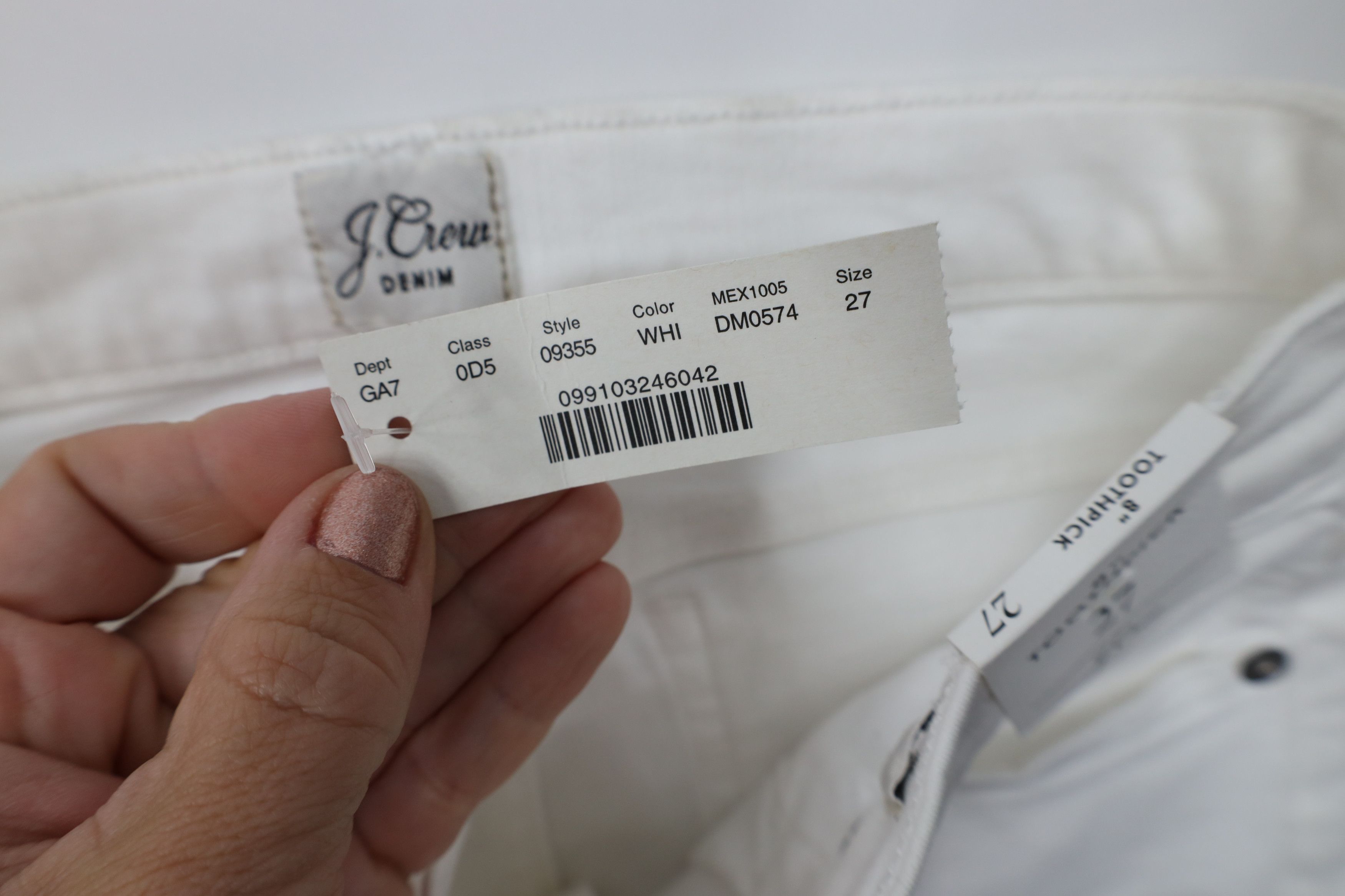 J.Crew New J Crew Stretch Toothpick Skinny Leg Denim Jeans White Size 27" / US 4 / IT 40 - 8 Thumbnail
