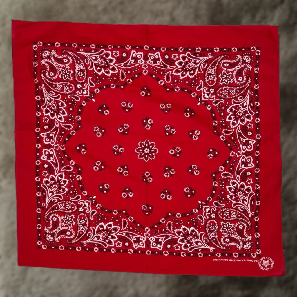 Vintage VINTAGE Wamcraft Bandana Red Paisley Handkerchief Western USA Made Men Women Adult Unisex Cowboy Bandana Paisley Red Cotton Handkerchief Size ONE SIZE - 1 Thumbnail