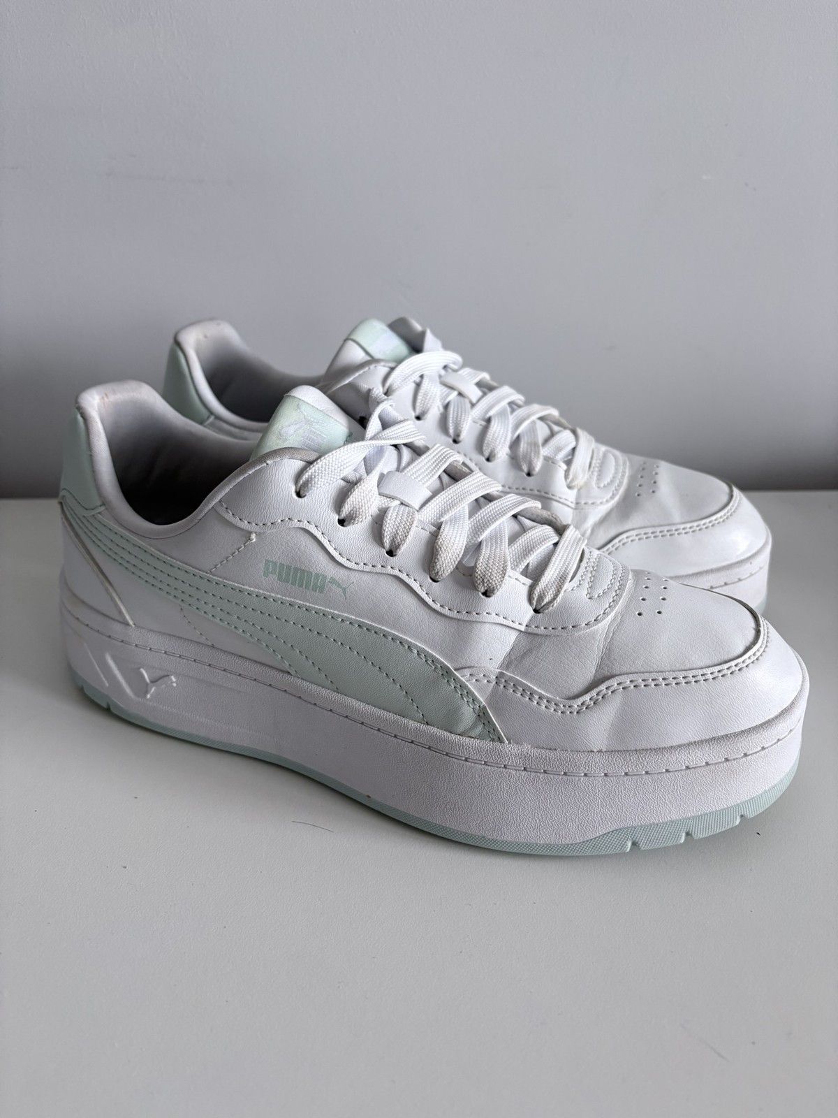 Puma Puma Carina Lift white mint leather platform women's size 40 Size US 10 / IT 40 - 3 Thumbnail