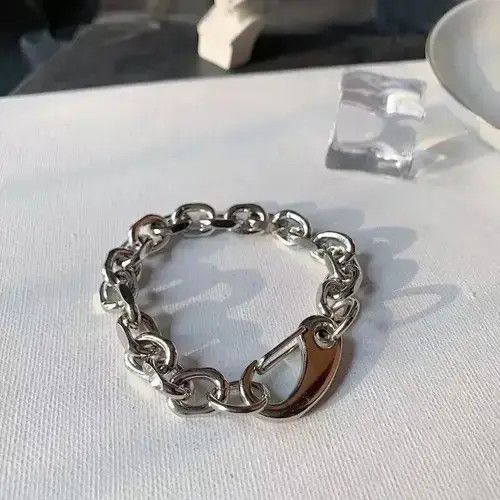 Jewelry x Silver Large Clasp Link Bracelet in Silver, Men's