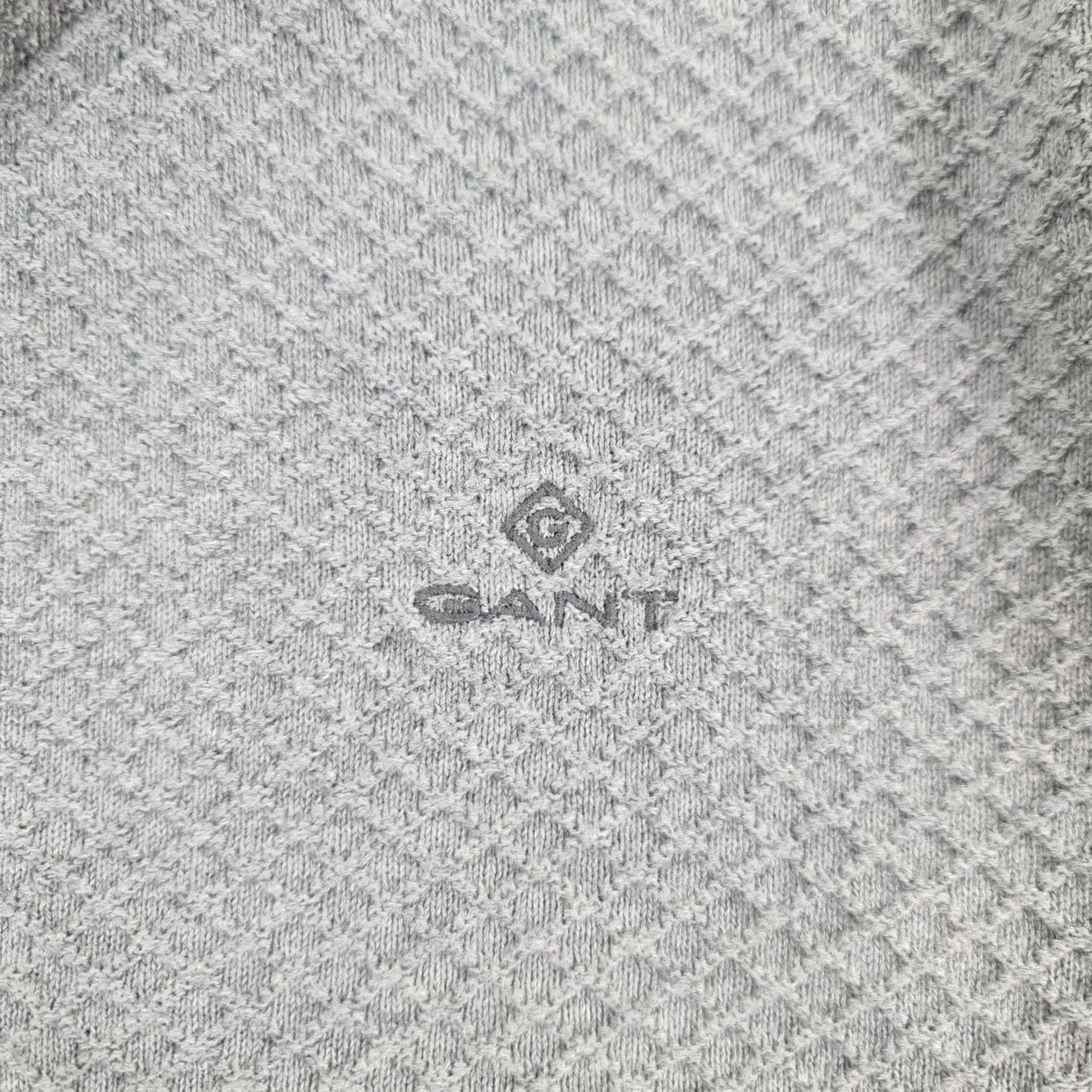 Gant GANT Mens Jumper Grey Medium Quarter Zip Knit Cotton Argyle Diamond Casual Tight-Knit Size US M / EU 48-50 / 2 - 5 Thumbnail