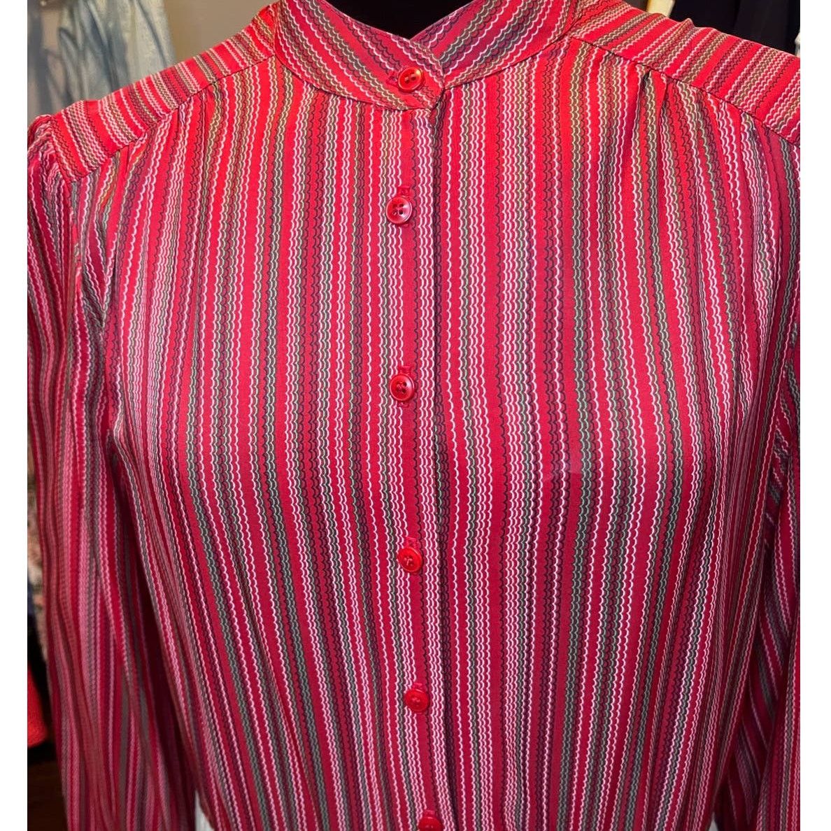Vintage Vintage 70s Schrader ILGWU Red Beige Striped Dress Large XL Size XL / US 12-14 / IT 48-50 - 7 Thumbnail