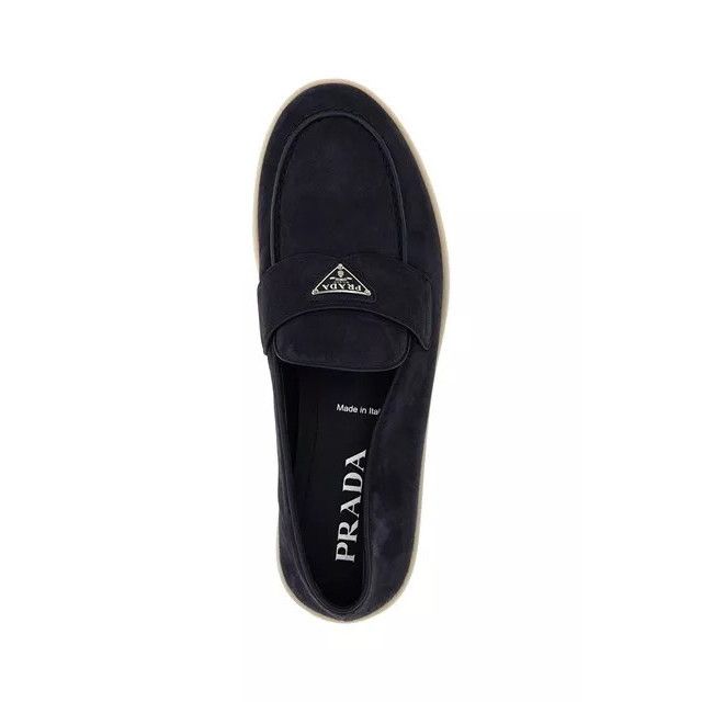 Prada PRADA Blue Suede Loafers New & Authentic (Men's size:8;) Size US 8 / EU 41 - 4 Thumbnail