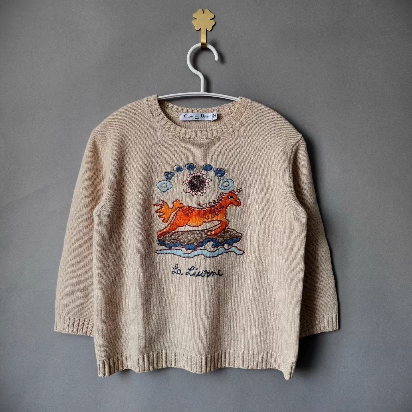Dior Dior Unicorn Embroidered Cashmere Knit Sweater S 99 Size S / US 4 / IT 40 - 1 Thumbnail