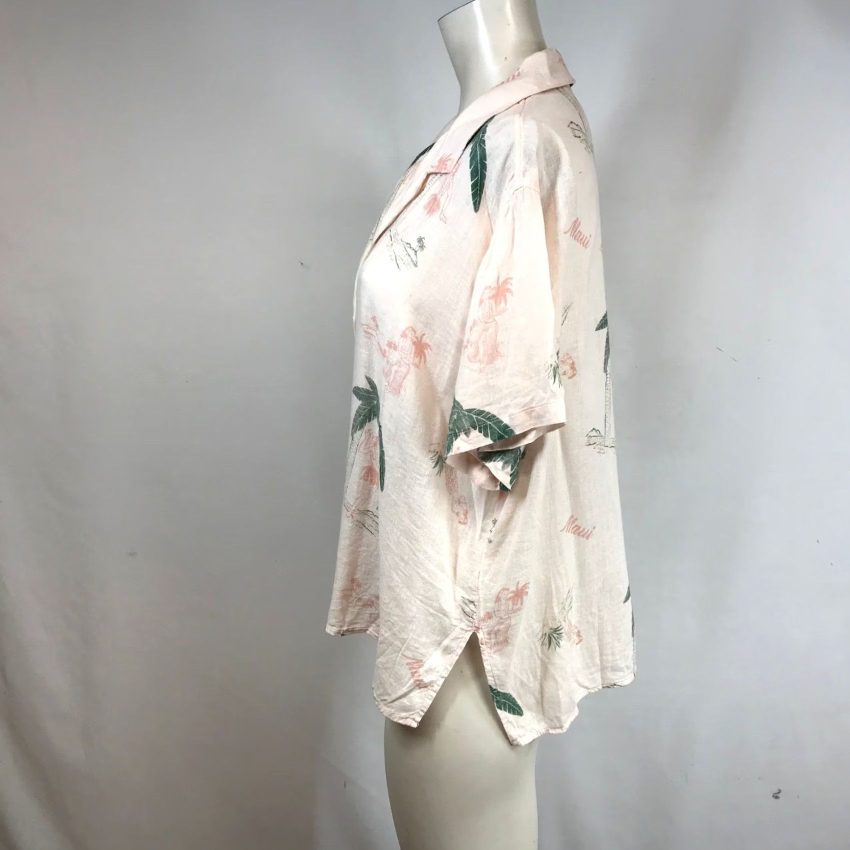 Rails Rails Maui Tropical Print Linen Blend Button Down Shirt Peach Pink Womens Large Size L / US 10 / IT 46 - 6 Thumbnail