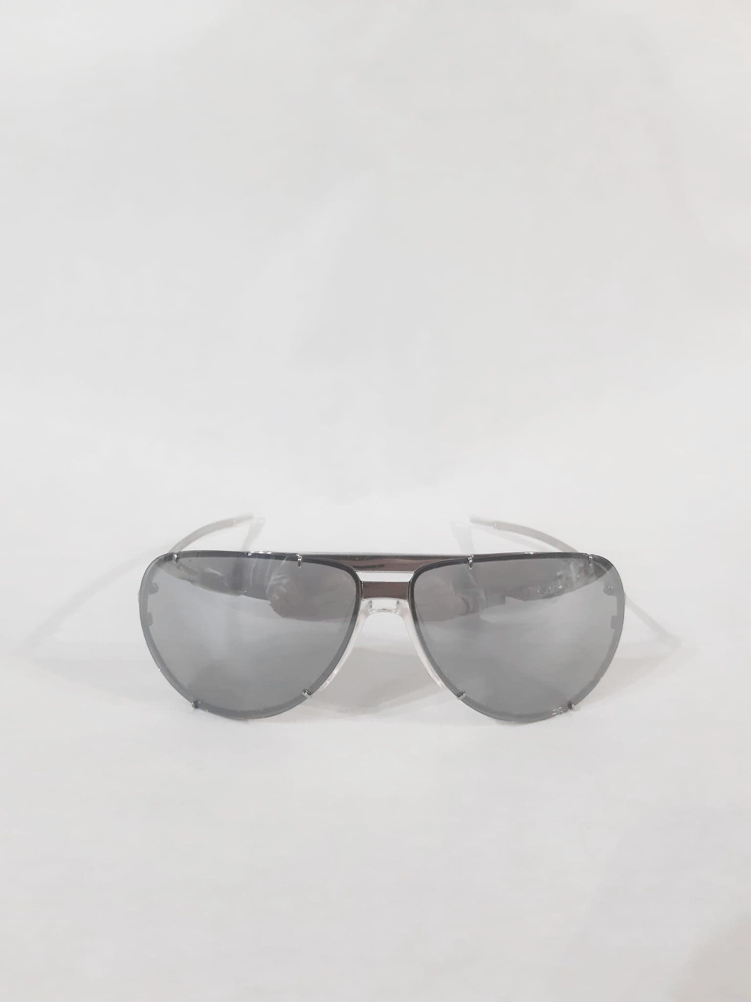 Dior × Hedi Slimane Dior Homme SS04 "Strip" Chrome Studded Aviator Sunglasses Size ONE SIZE - 2 Thumbnail