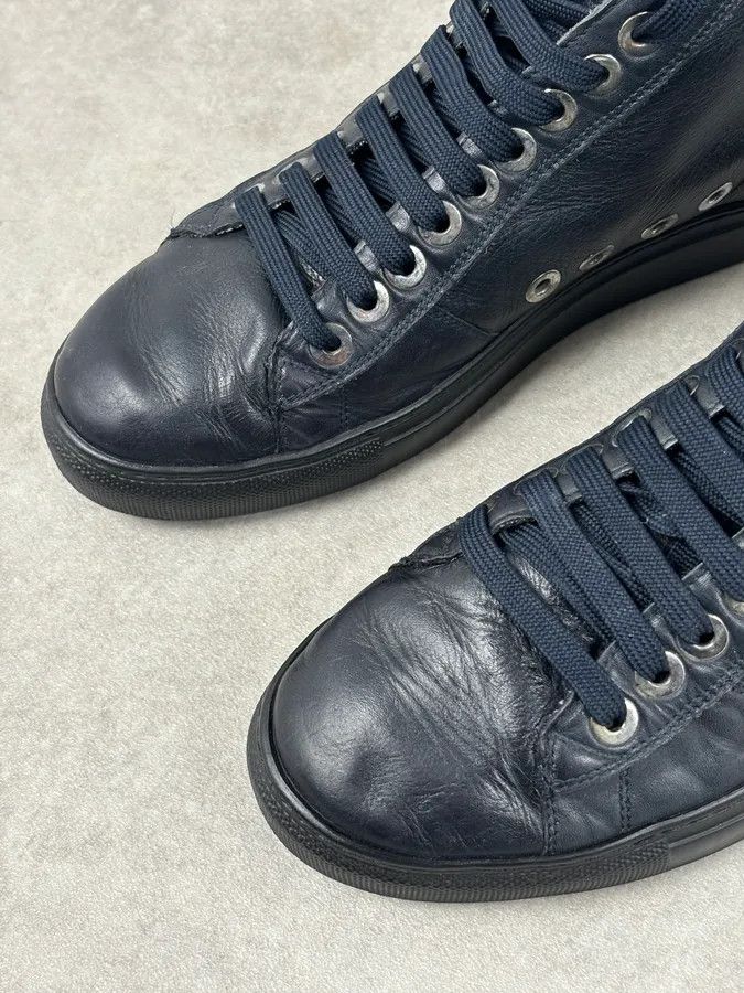 Vintage Cesare Paciotti Navy Eyelet Leather High Sneakers Size US 7 / EU 40 - 7 Thumbnail