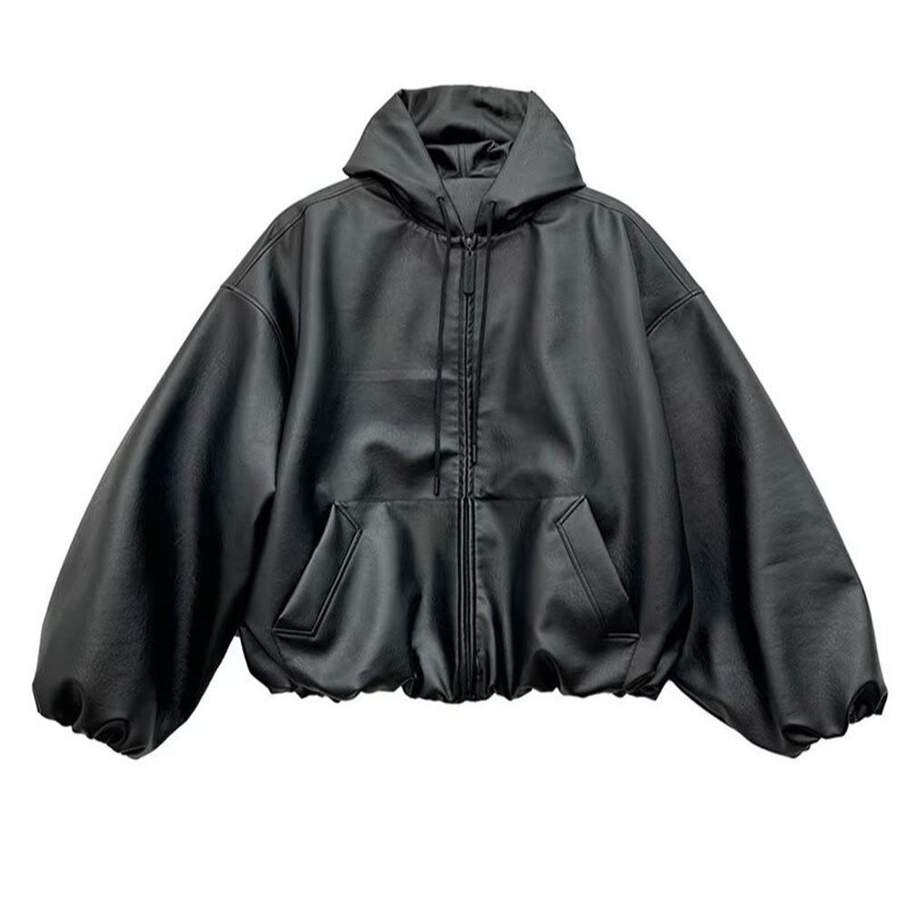 High Street Black Pu Leather Windbreaker Coat