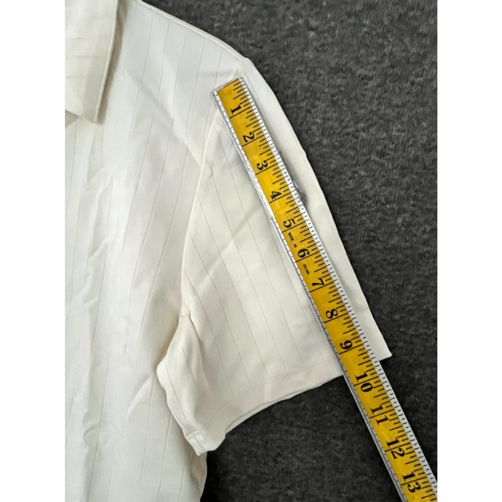 Vintage STYLUS Ladarius Campbell Men's Stripe Ivory Polo Shirt S - Regular Fit, Short Sleeve, Collared Polo, Ivory Stripe Shirt, Dressy Casual, Men Size US S / EU 44-46 / 1 - 5 Thumbnail