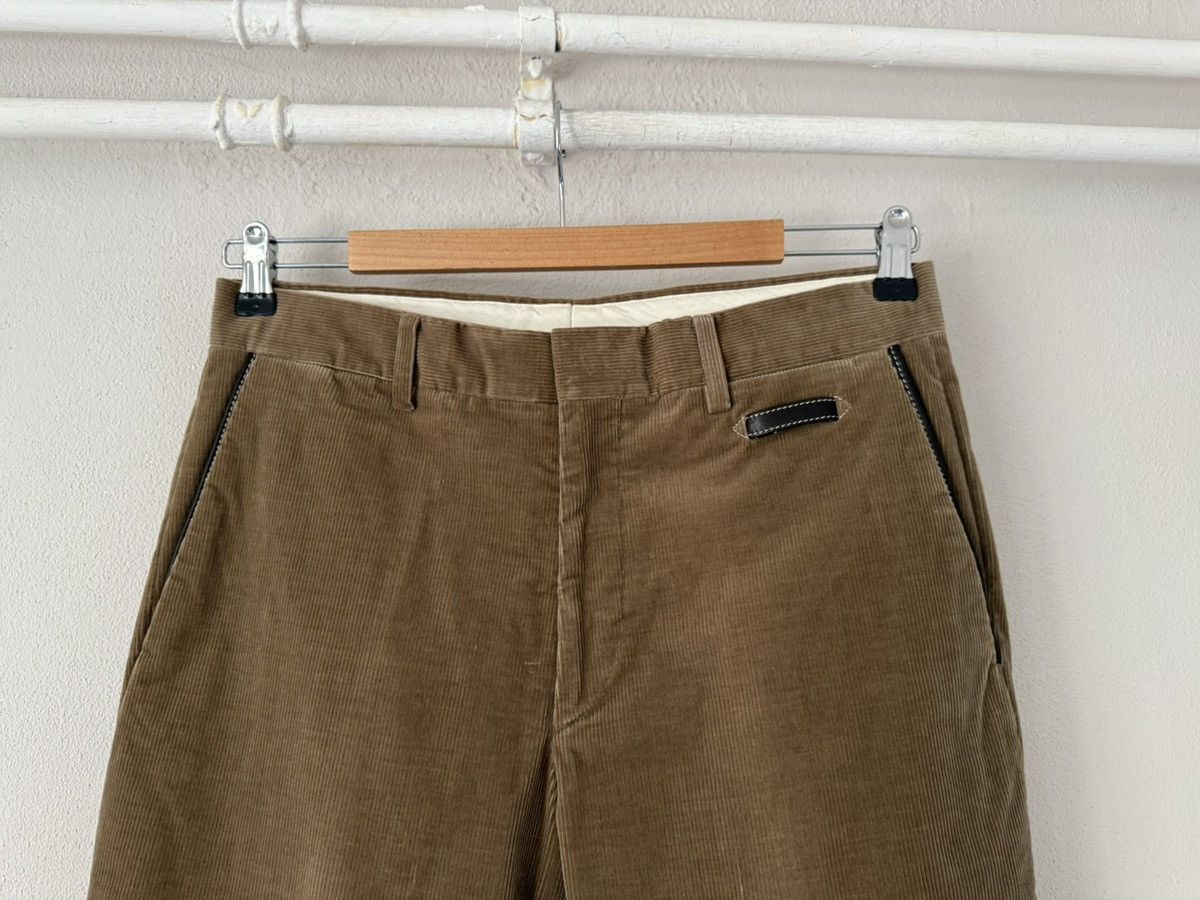 Hermes Hermès Brown Corduroy Trousers with Leather Details Size US 33 - 3 Thumbnail