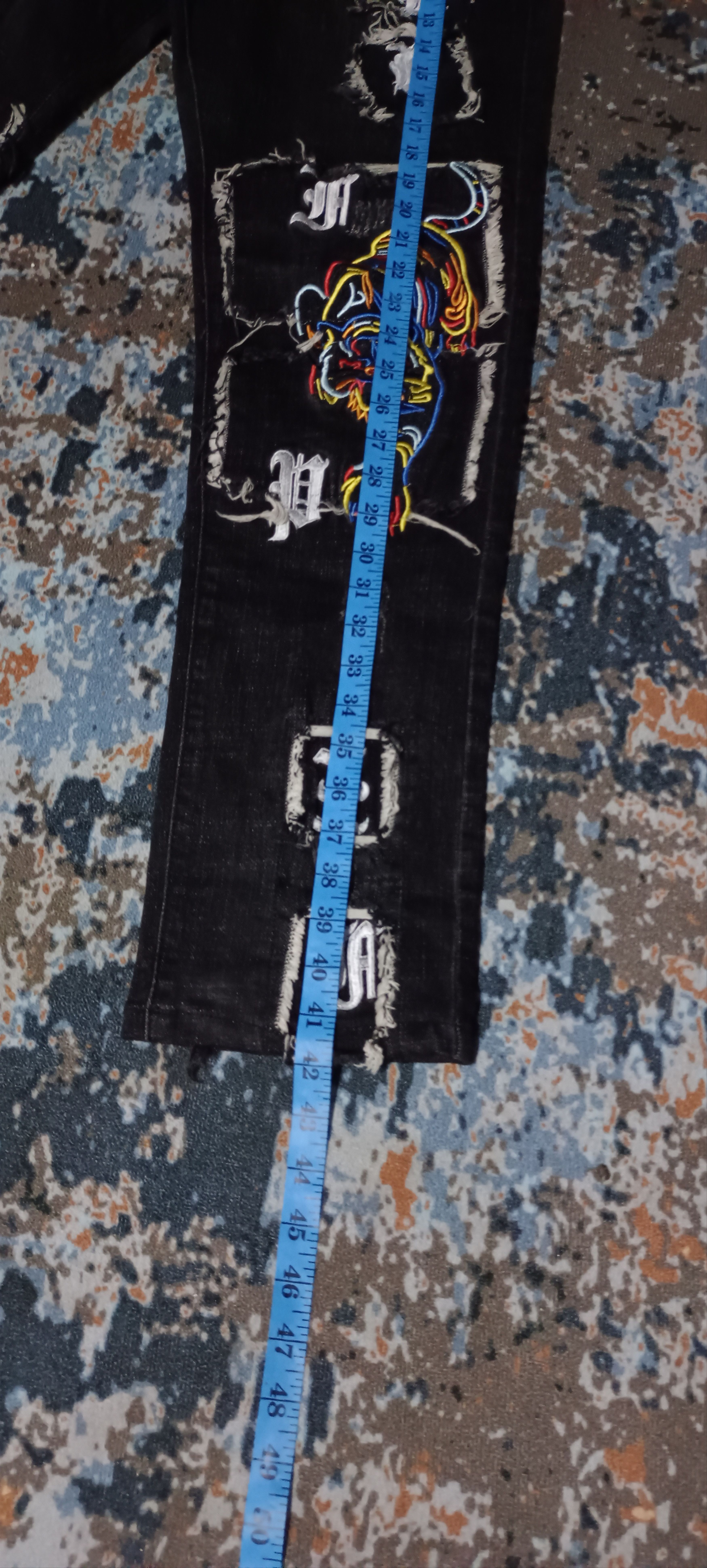 If Six Was Nine Denim jeans putch work skull punk design Size US 36 / EU 52 - 13 Thumbnail
