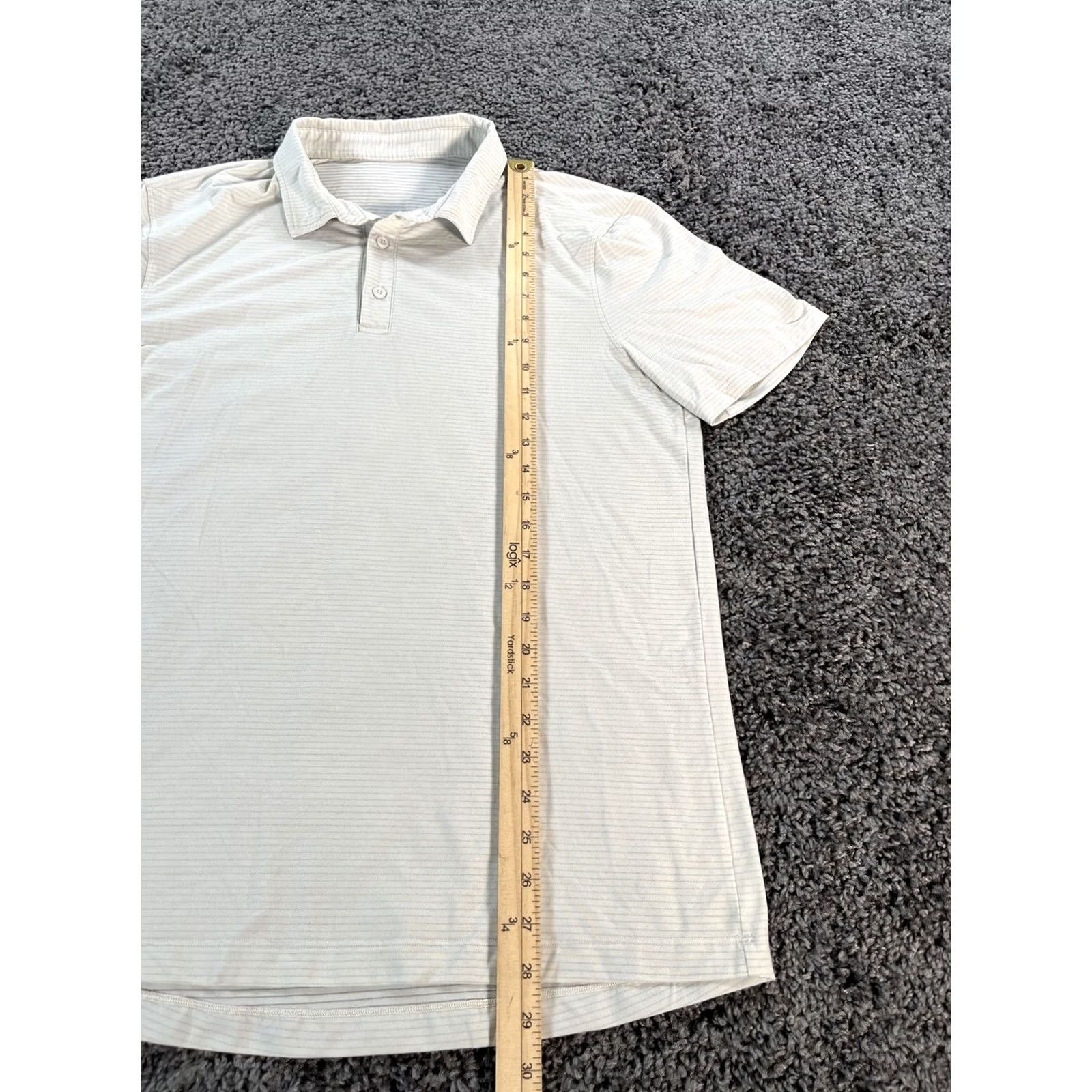 Lululemon LULULEMON Polo Shirt Mens L Gray Striped Button Short Sleeve Collared Stretch Shirt Size US L / EU 52-54 / 3 - 2 Thumbnail