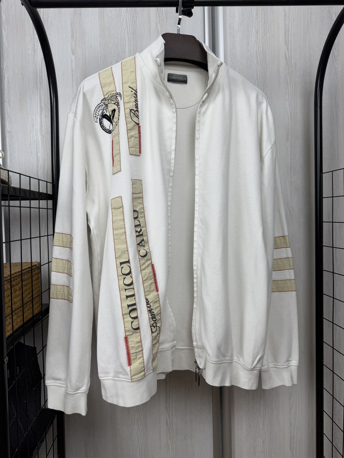 Carlo Colucci Carlo Colucci vintage white full double zip big logo sweater Size US XXL / EU 58 / 5 - 13 Thumbnail