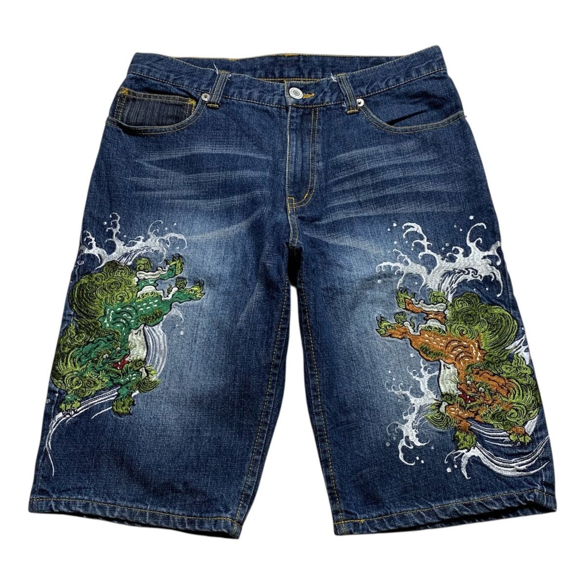 Japanese Brand × Le Grande Bleu (L.G.B.) × Vintage Japanese Classic Script Naminoritatsujin Ryu Embroidery Size US 33 - 1 Thumbnail