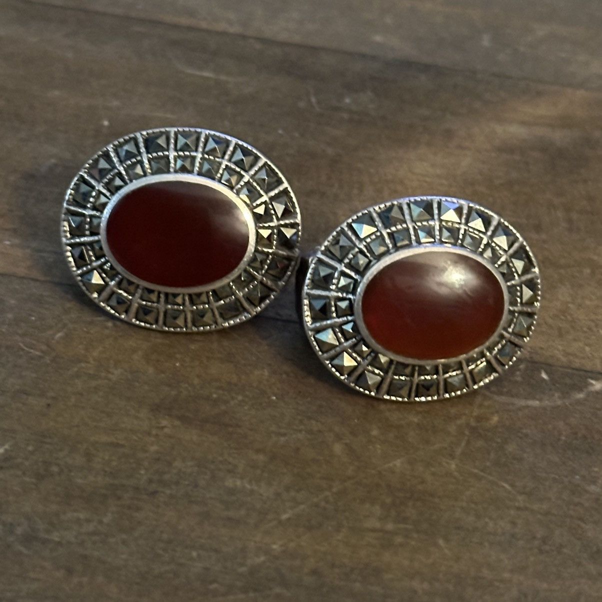 Vintage Vintage 925 silver oval Carnelian clip on earrings Size ONE SIZE - 7 Thumbnail