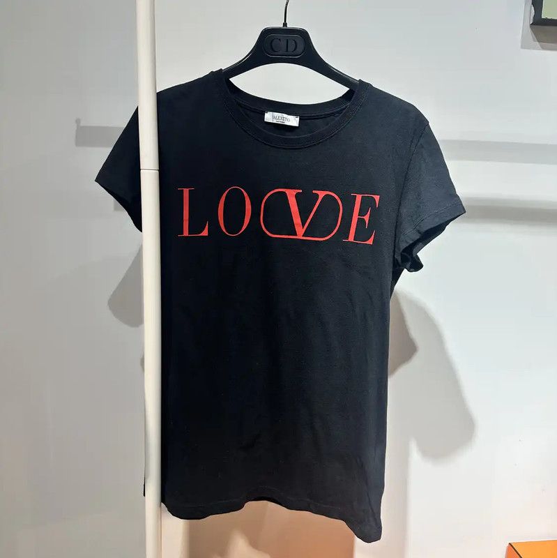 Valentino Valentino Black Cotton T-Shirt with Red Logo 0089 Size M / US 6-8 / IT 42-44 - 1 Thumbnail