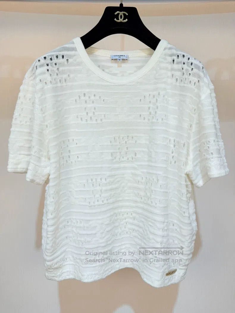 Chanel Chanel Full logo hollow short sleeves Size S / US 4 / IT 40 - 2 Thumbnail