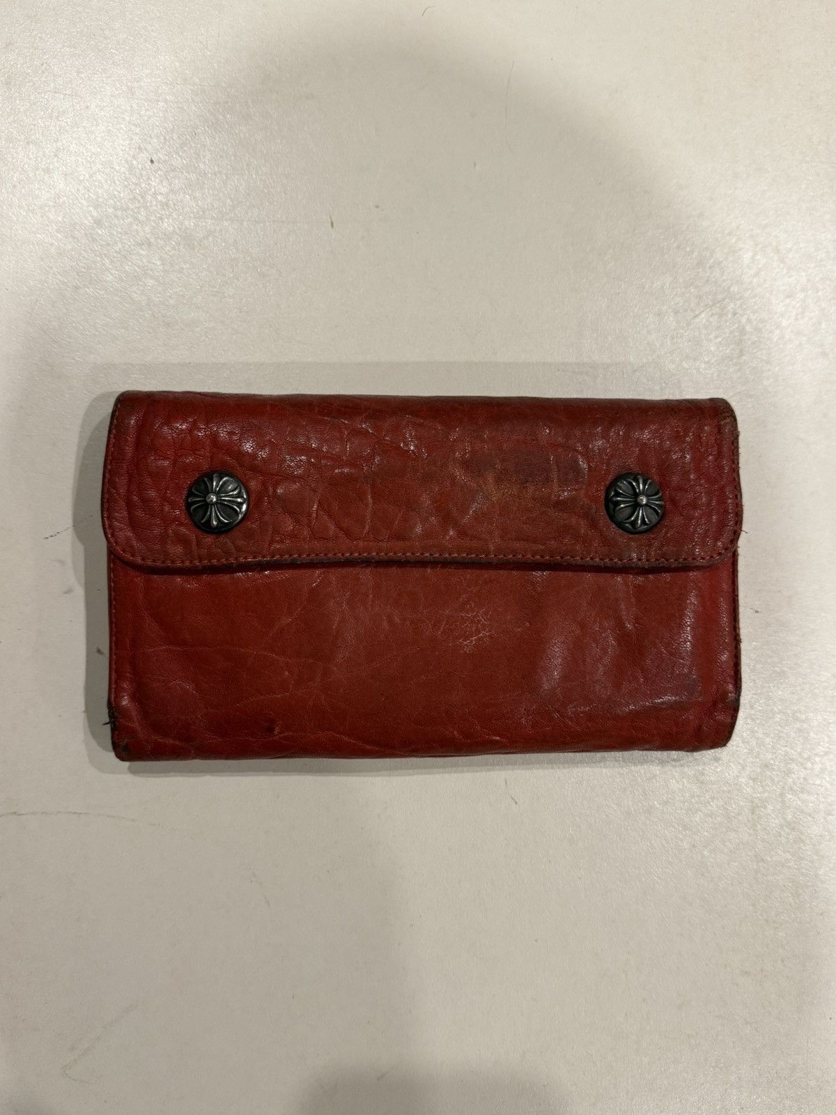 Chrome Hearts Chrome Hearts Wave Wallet Red Leather Silver Cross Snaps 925 Size ONE SIZE - 1 Thumbnail