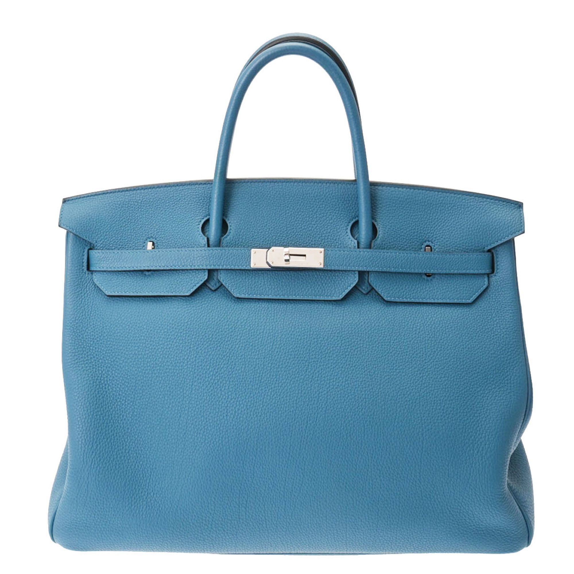 As New Hermes 40cm Cobalt Blue Togo leather Birkin with Palladium Hardware