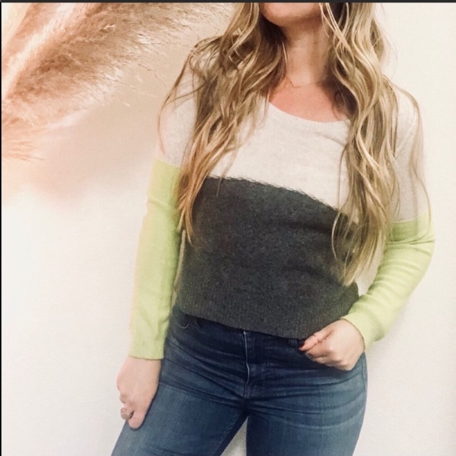 Free People FREE PEOPLE Beach Grey Colorblock Stripe Pullover Sweater Size XS / US 0-2 / IT 36-38 - 6 Thumbnail