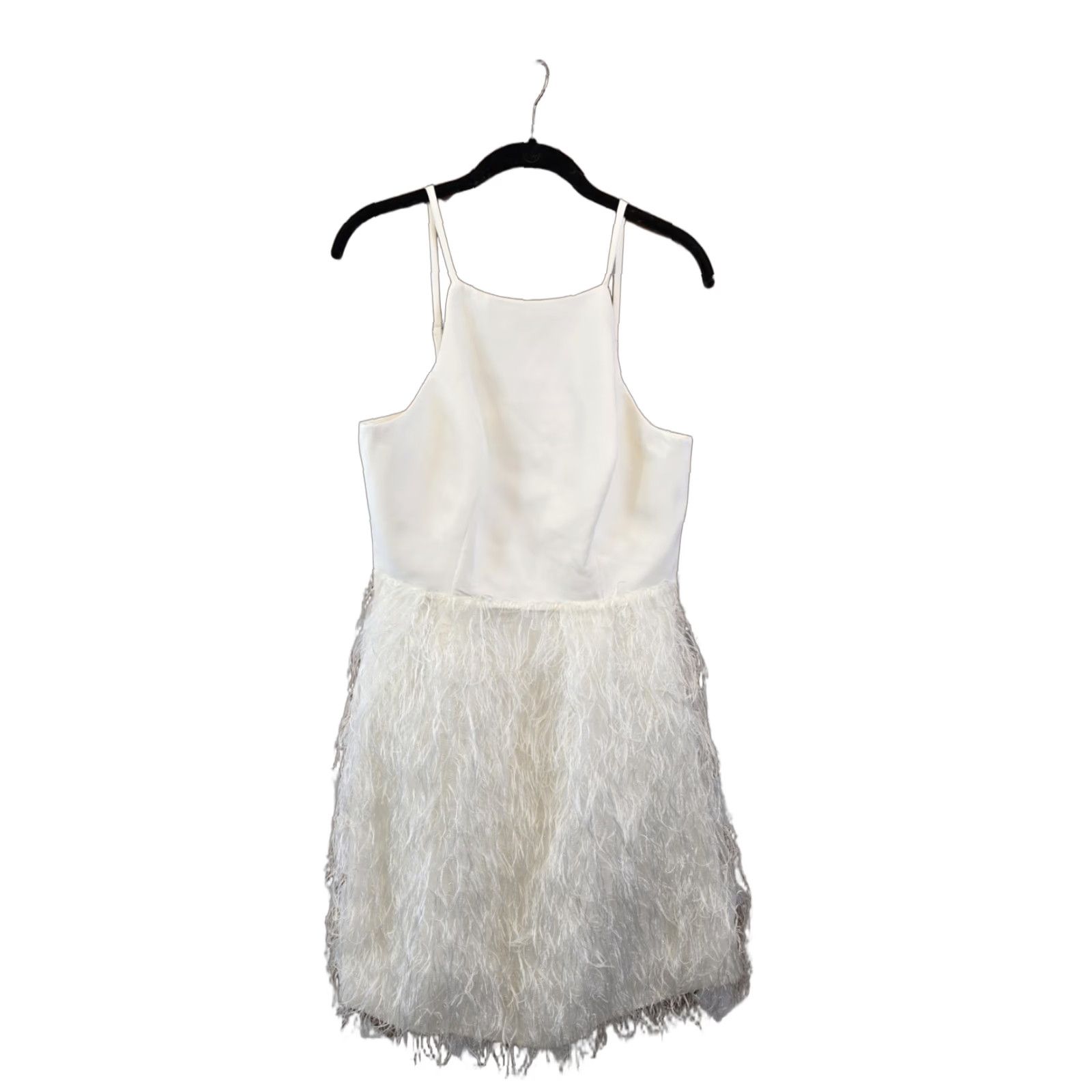 Bcbgmaxazria NWT BCBGMAXAZRIA White Dress W/Feather-Trimmed Mini Skirt - Pure White - Size 10 Dress Size 32" / US 10 / IT 46 - 1 Thumbnail