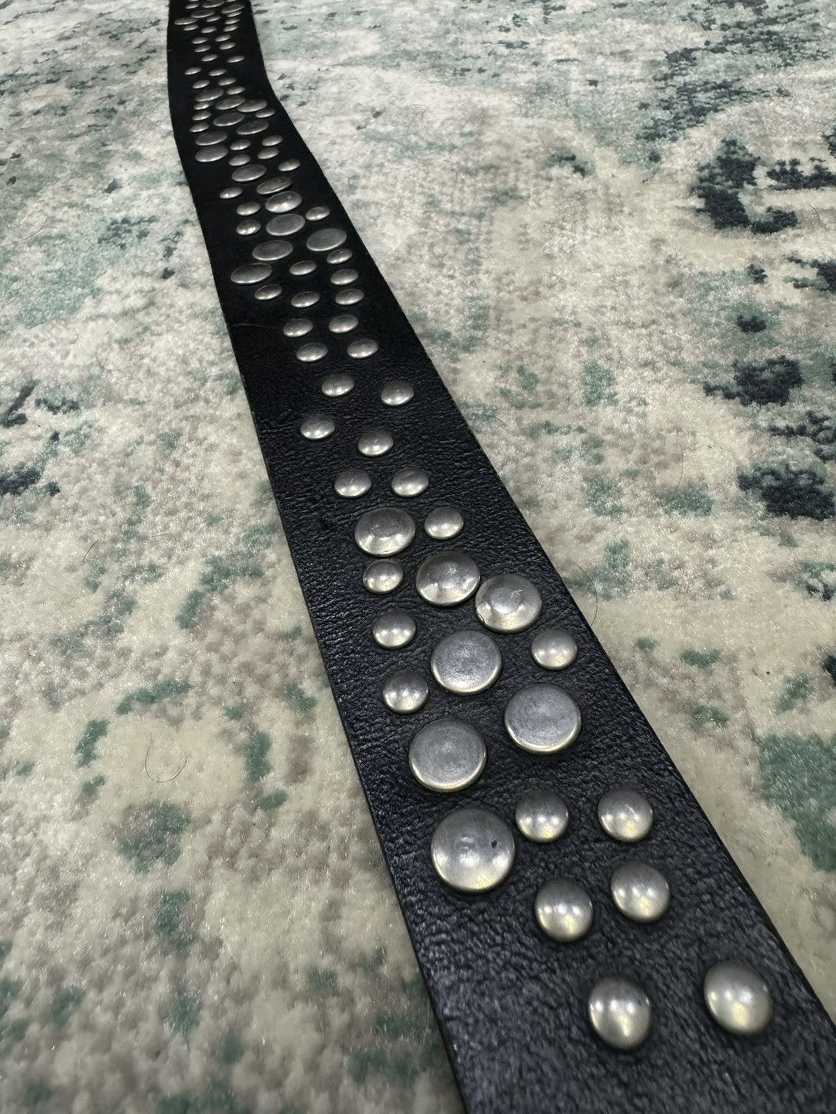 Genuine Leather TIBERIO FERRETTI GARRISON STUDDED LEATHER BELT ENGRAVED Size 38 - 4 Thumbnail