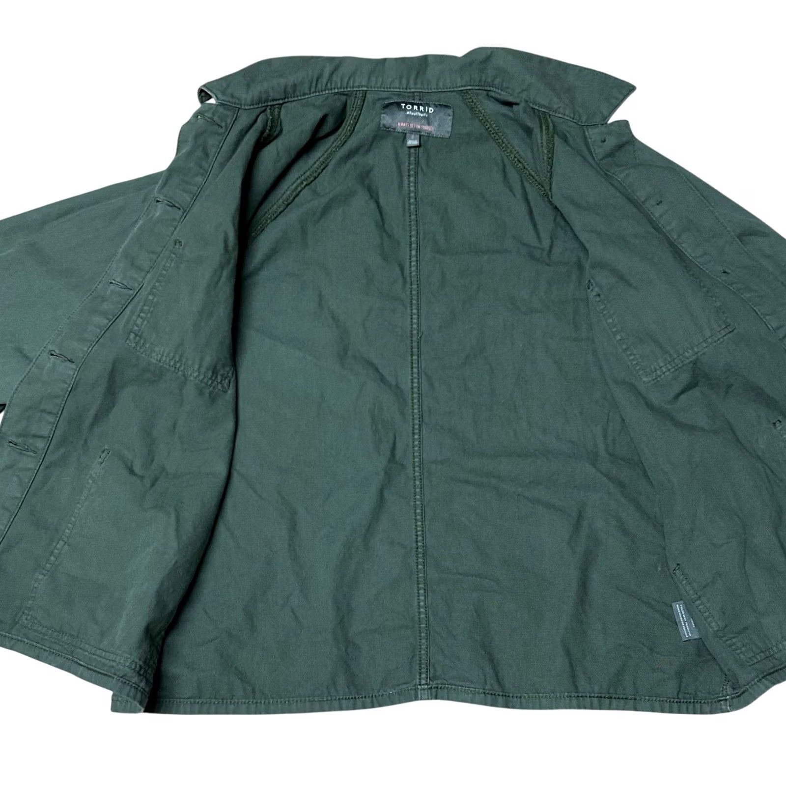 Torrid VINTAGE Torrid Green Utility Military Full Zip Button Up Jacket Women's Plus Size 0 Size XS / US 0-2 / IT 36-38 - 7 Thumbnail