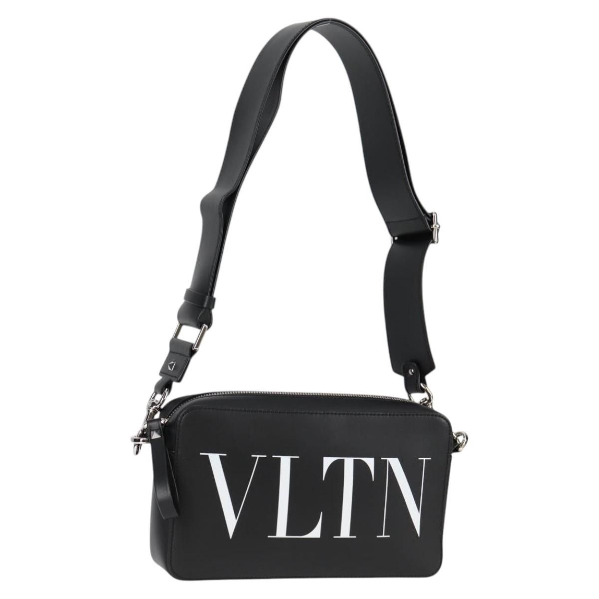 Valentino Shoulder Bag Leather Black Silver Auth Nb493M, Women's