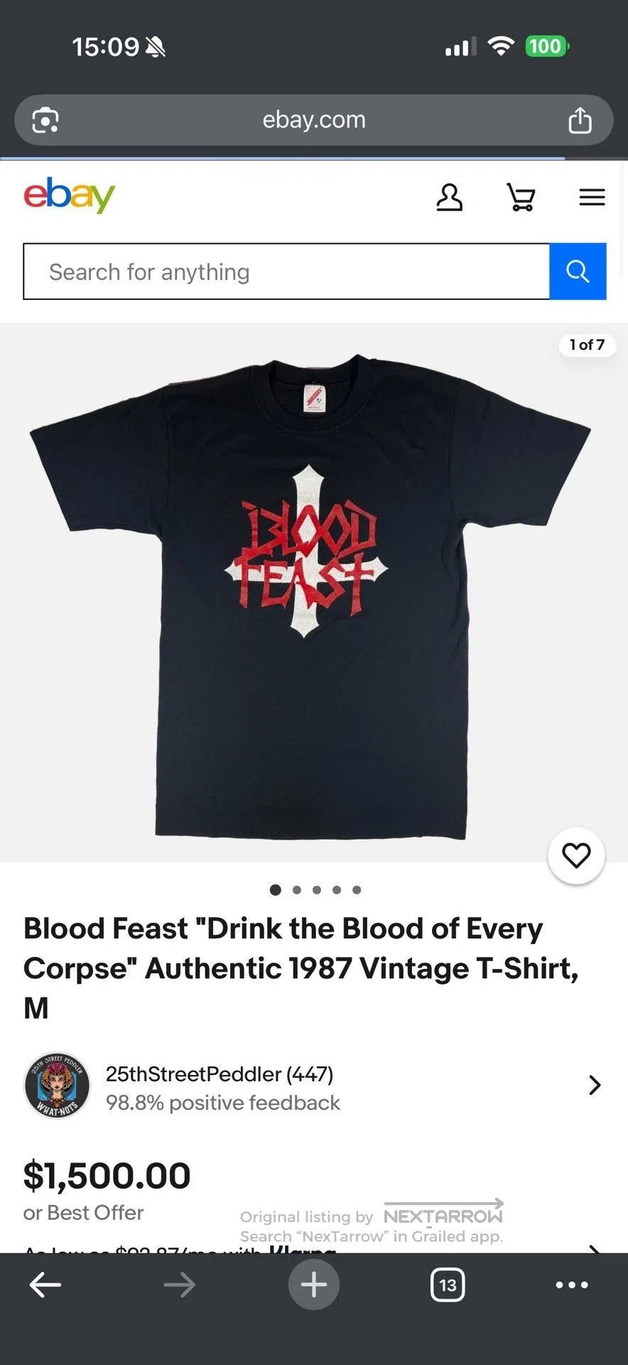 Vintage Vintage Blood Feast 1999 Longsleeve. Size US M / EU 48-50 / 2 - 9 Thumbnail