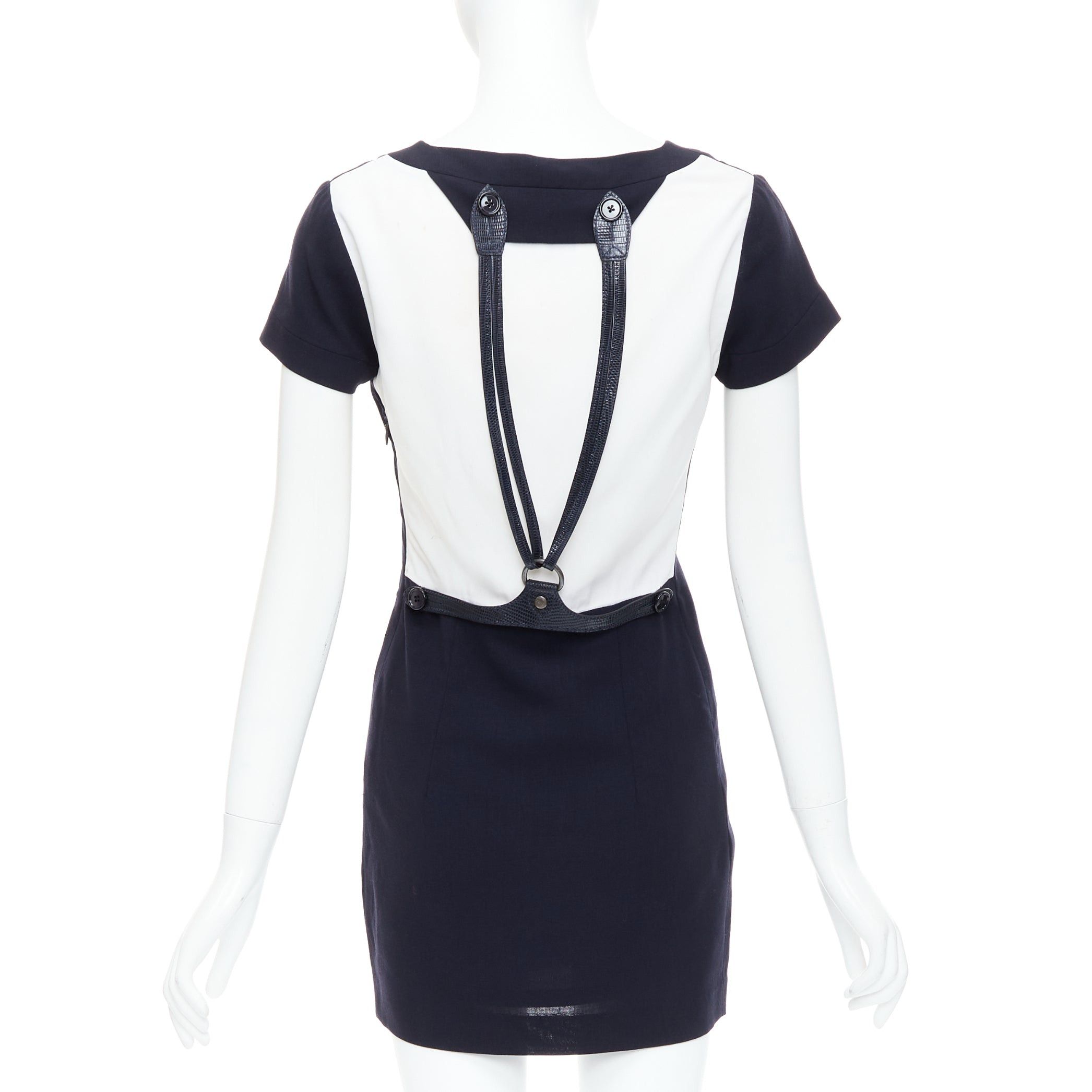 Gianfranco Ferre rare GIANFRANCO FERRE Vintage navy white suspender panelled dress IT40 S Size S / US 4 / IT 40 - 1 Thumbnail