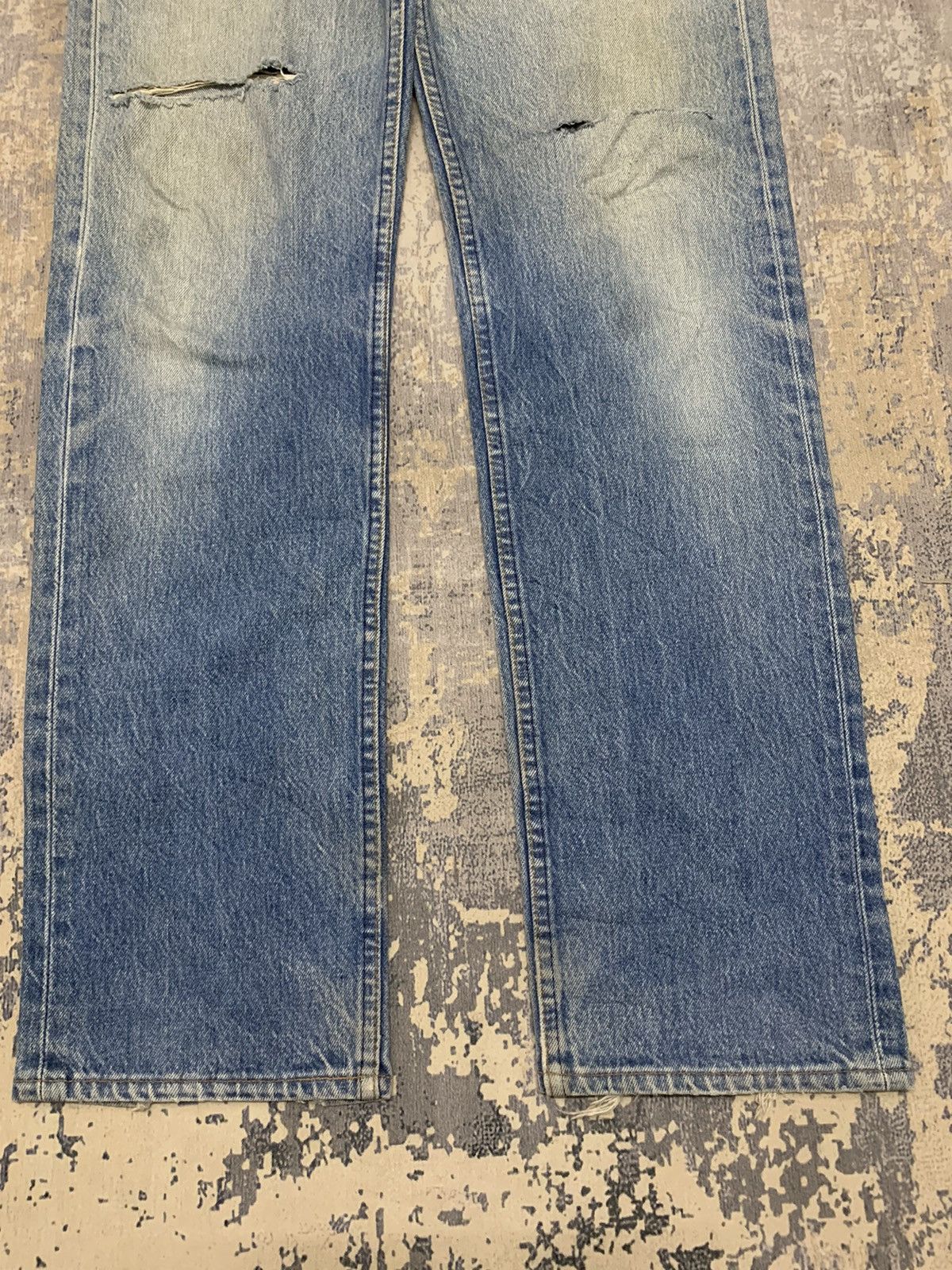 Jean Vintage 80s Sashiko Reworked Levis 501 Distressed Jeans Size US 34 / EU 50 - 4 Thumbnail
