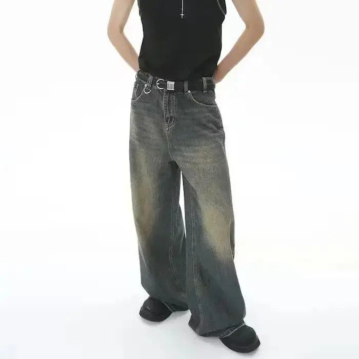 Japanese Brand × Jean Vintage Distressed Loose Wide Leg Mopping Jeans Size US 32 / EU 48 - 6 Thumbnail