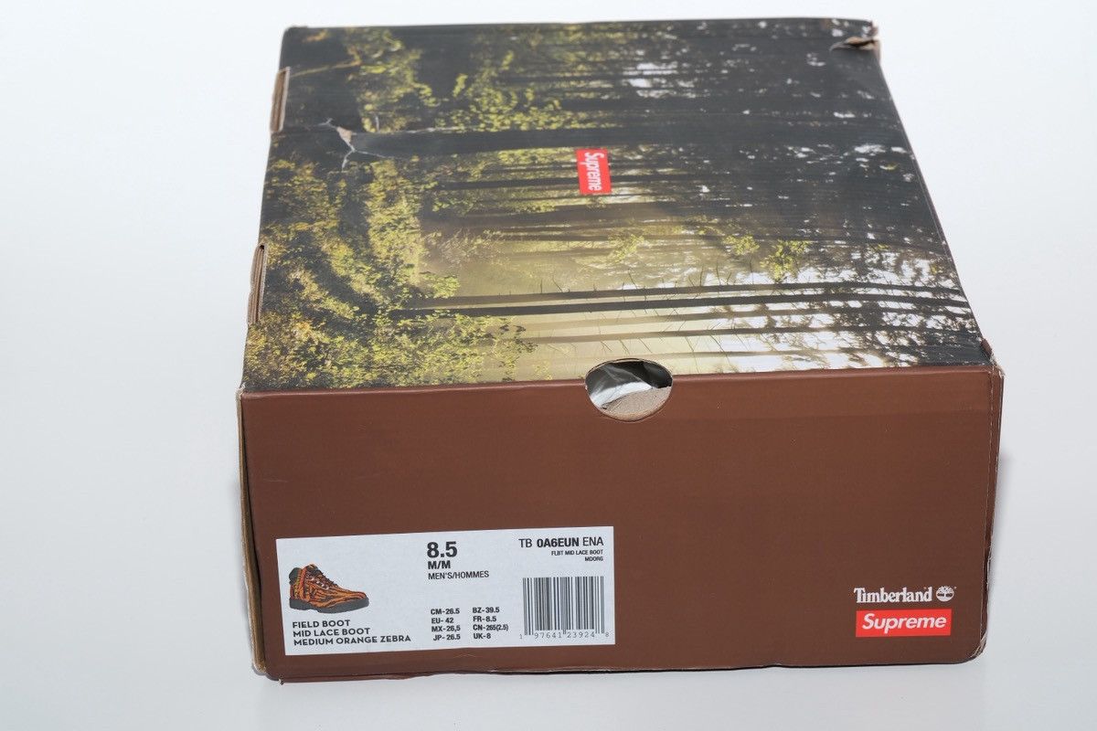 Supreme × Timberland Timberland Supreme Field Boot Tiger Mens 8.5 Orange Zebra Size US 8.5 / EU 41-42 - 11 Thumbnail