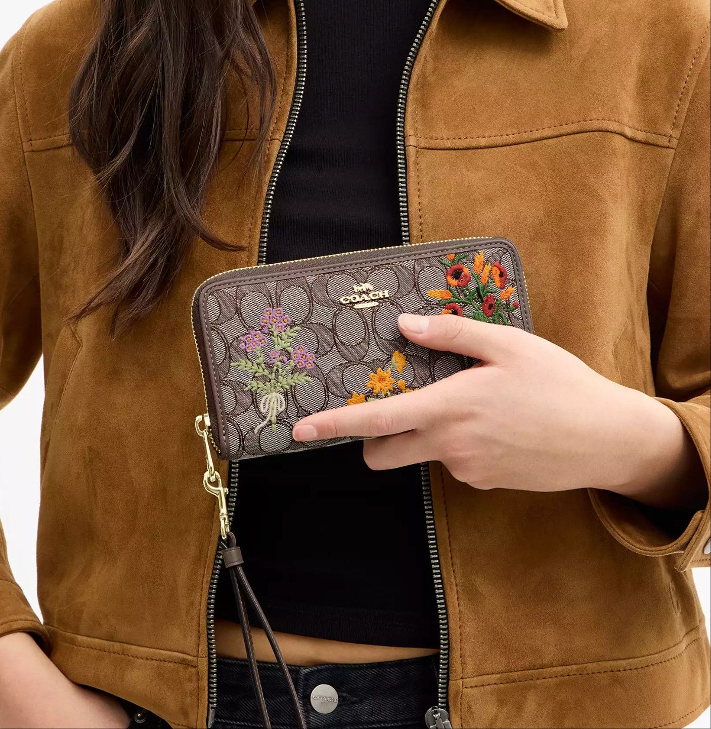 Coach Long Zip Around Wallet With Floral Embroidery CEC23 Size ONE SIZE - 7 Thumbnail