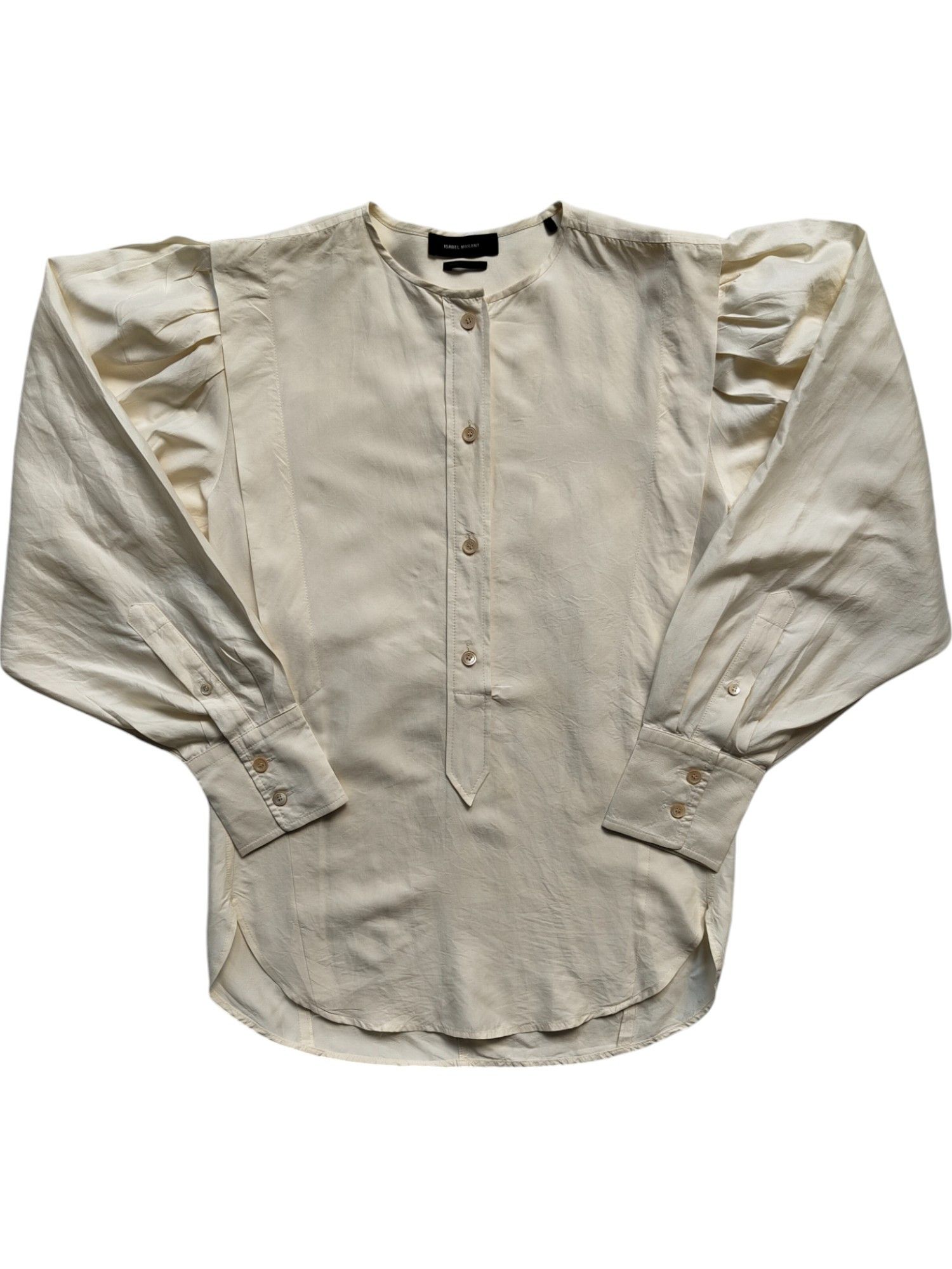 Isabel Marant Creme Cotton Round Neck Blouse Size XS / US 0-2 / IT 36-38 - 1 Thumbnail