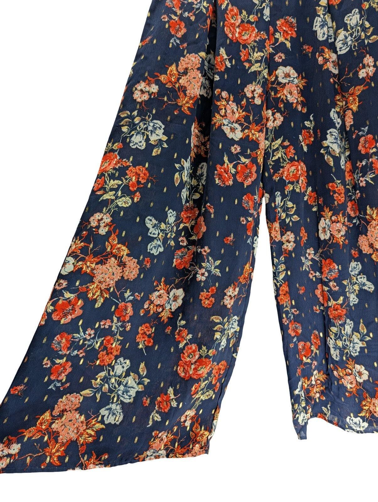 Other A.Calvin by Flying Tomato Maxi Pants Small Floral Print Navy Size 28" / US 6 / IT 42 - 4 Thumbnail