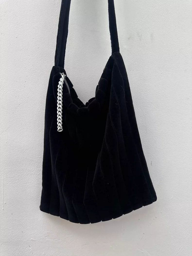 raf simons chain velvet tote bag