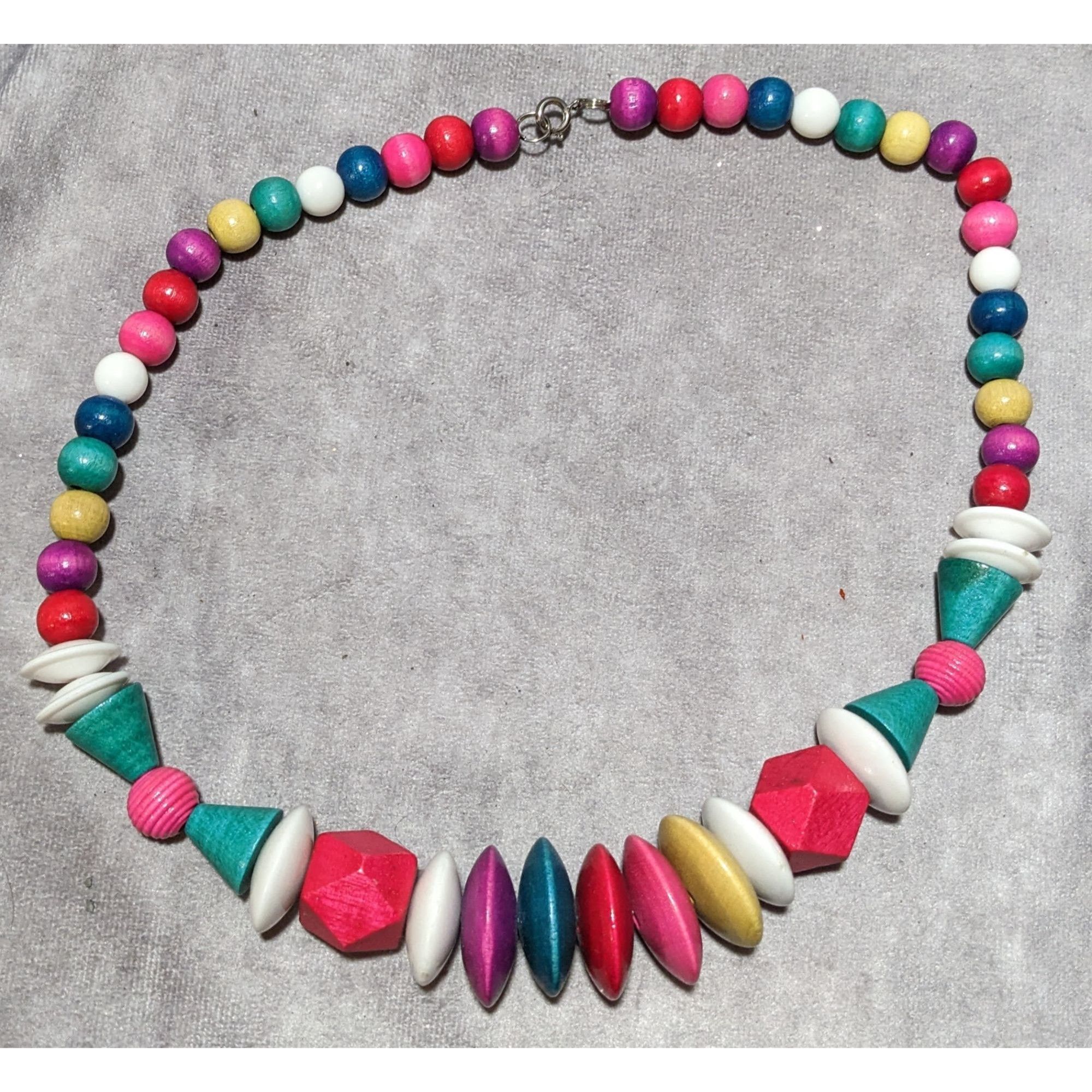 Other Vintage Rainbow Wood Beaded Statement Necklace Size ONE SIZE - 8 Thumbnail