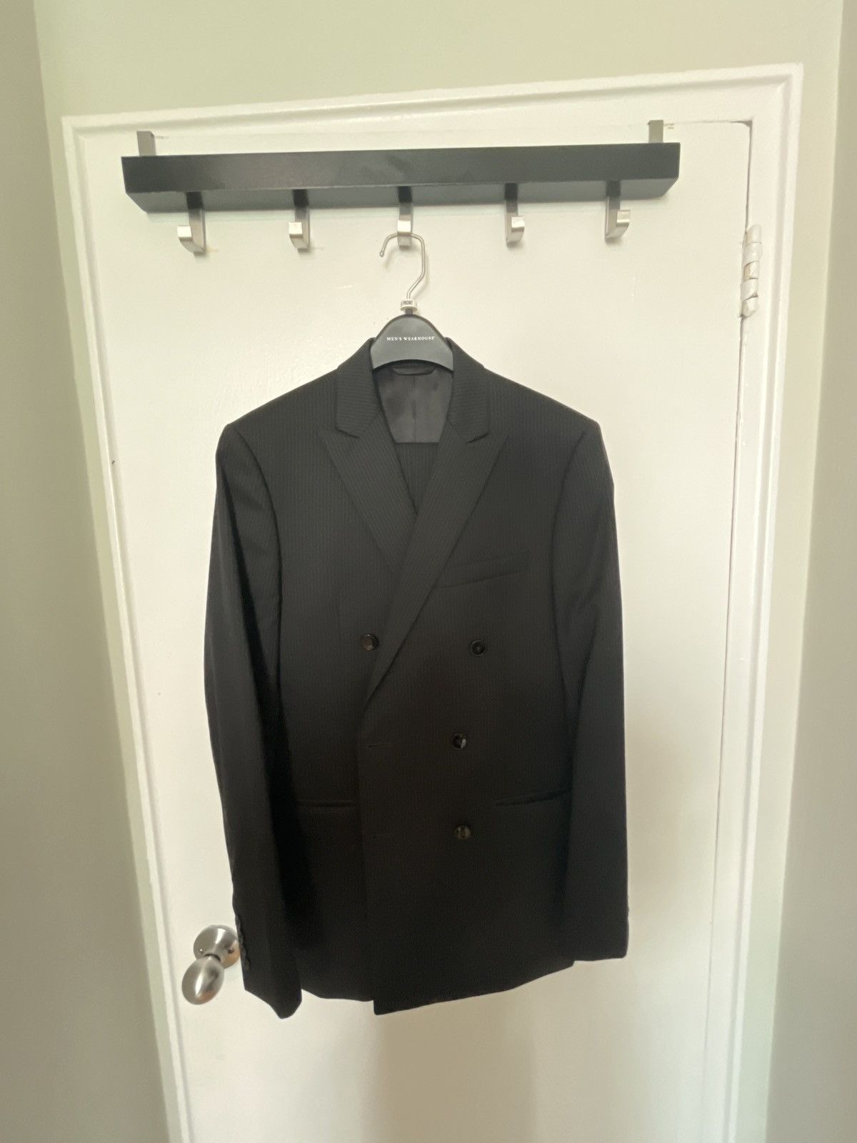 Calvin Klein Black Pinstripe Double Breasted Suit Size 36R - 1 Preview