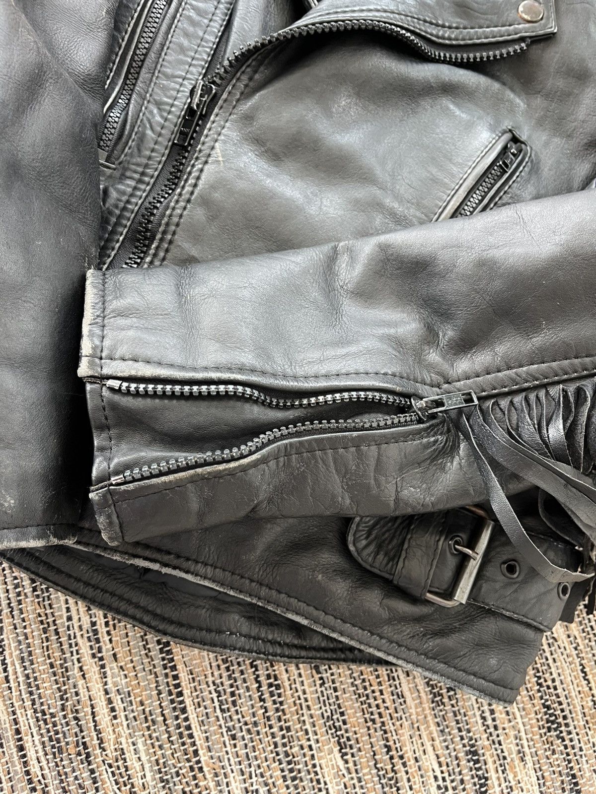 Genuine Leather Vintage Leather Biker Jacket Black Cowboy Western Style Y2K Size S / US 4 / IT 40 - 11 Thumbnail