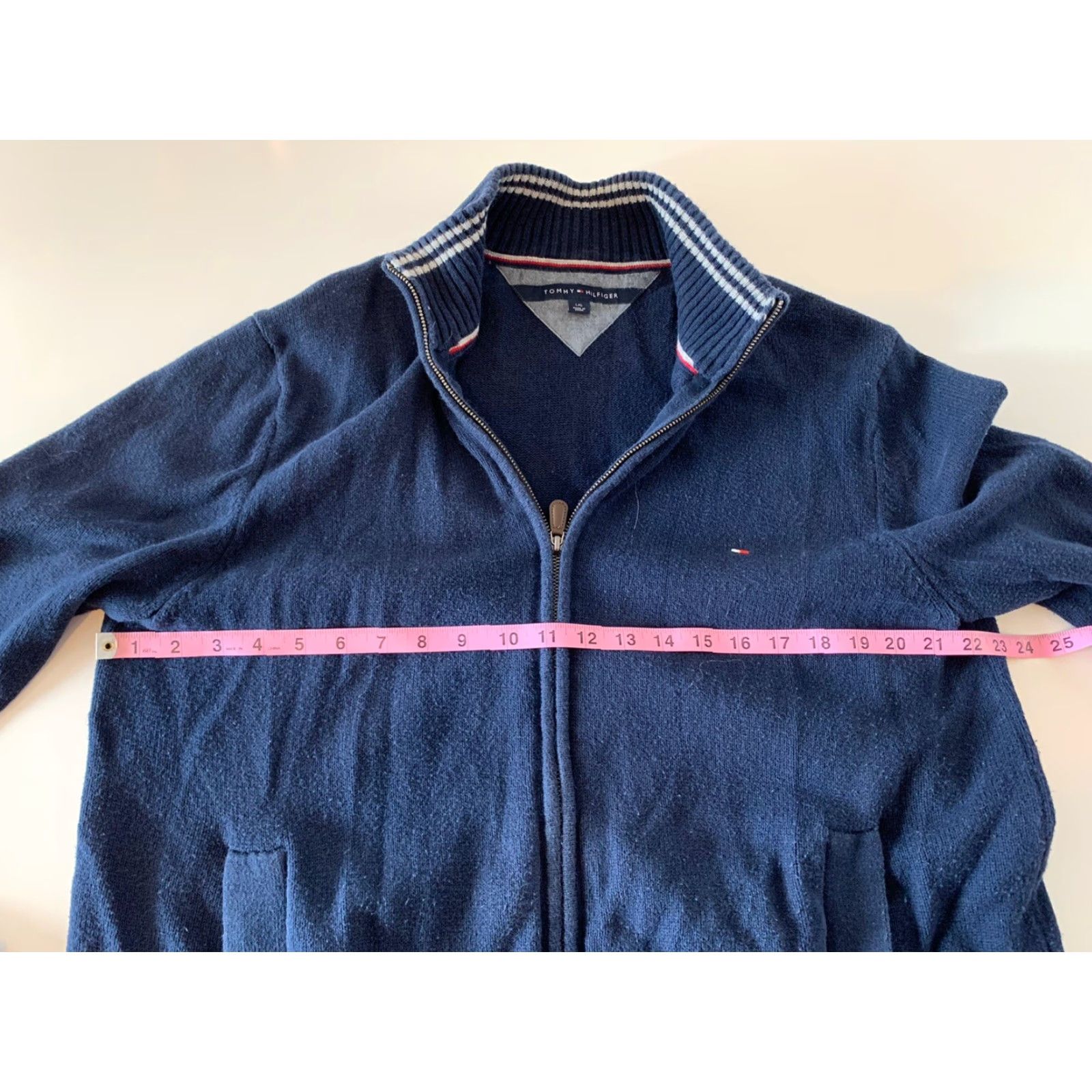 Tommy Hilfiger TOMMY HILFIGER Box Logo Gull Zip Knit Cotton Sweater Blue Men's Large Size US L / EU 52-54 / 3 - 4 Thumbnail