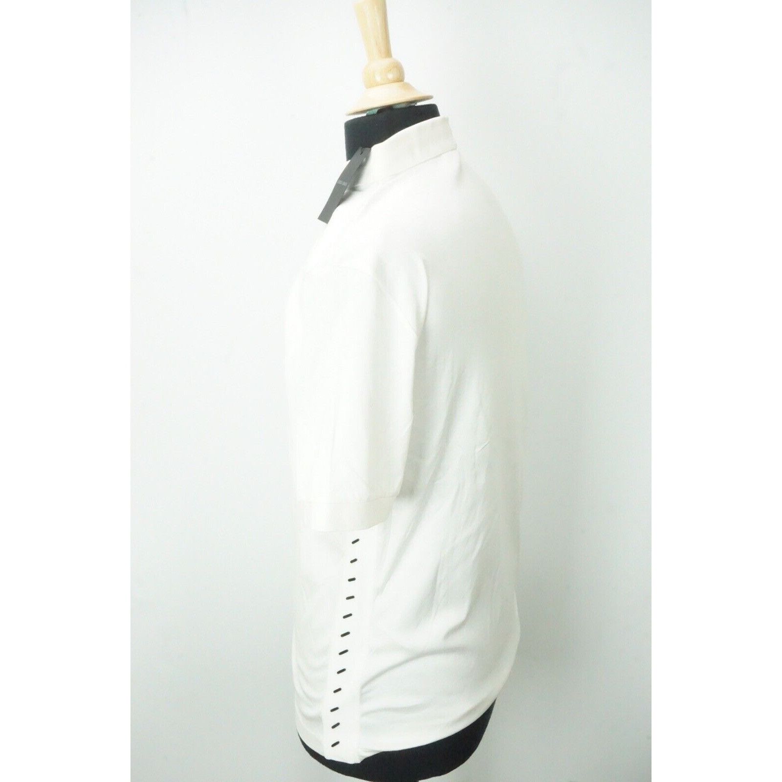 Giorgio Armani Giorgio Armani Black Label White 1/4 Zip Cotton Blend Polo S Size US M / EU 48-50 / 2 - 2 Thumbnail