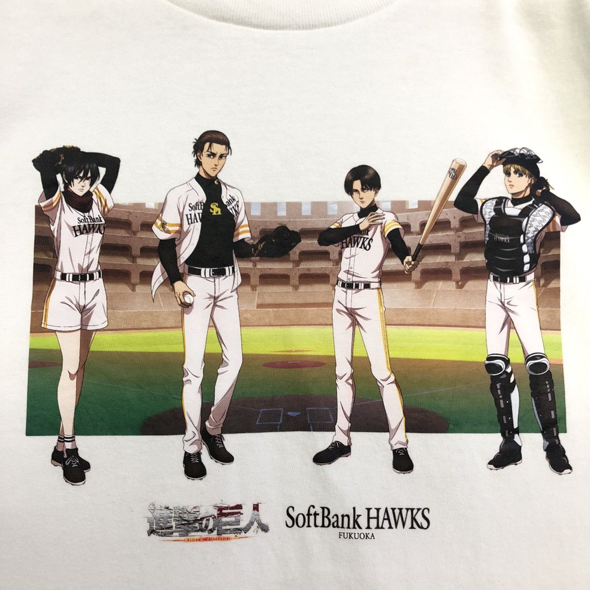 Anime Attack On Titan X SoftBank Hawks Fukuoka Baseball Tshirt Size US M / EU 48-50 / 2 - 4 Thumbnail