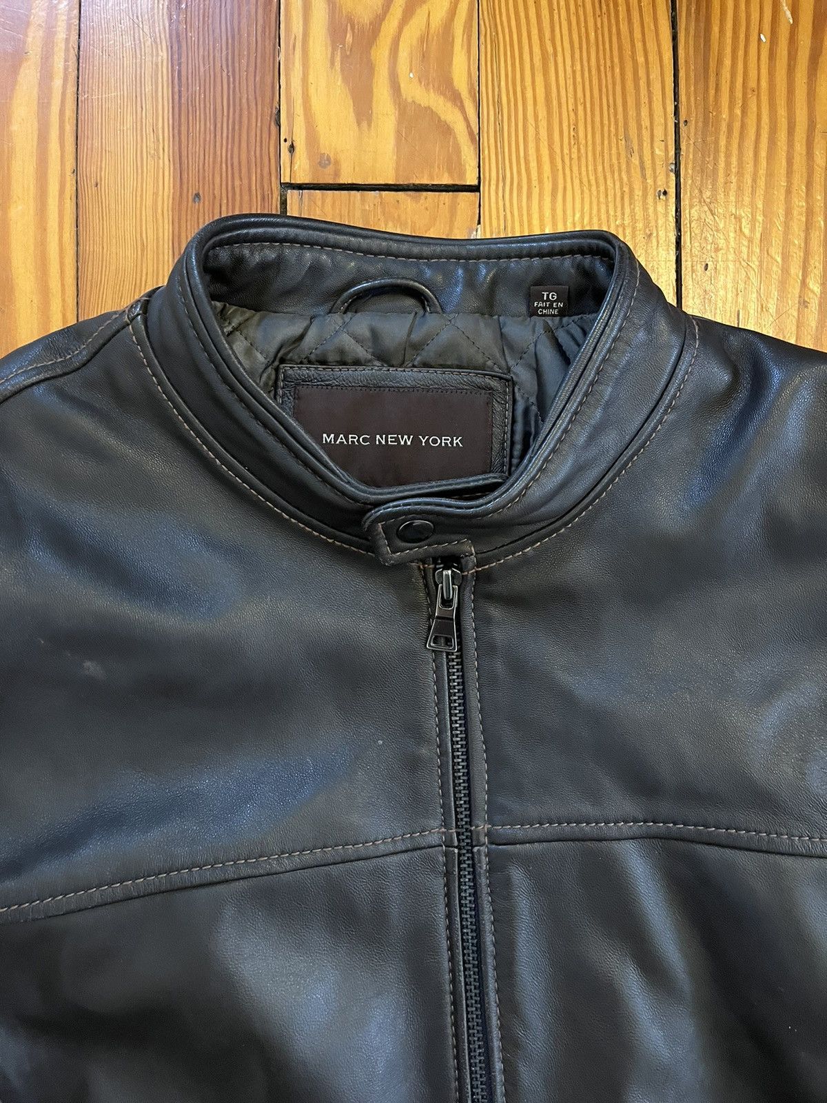 Andrew Marc Marc New York Black Leather Bomber w/ Quilted Interior Size US XL / EU 56 / 4 - 2 Thumbnail